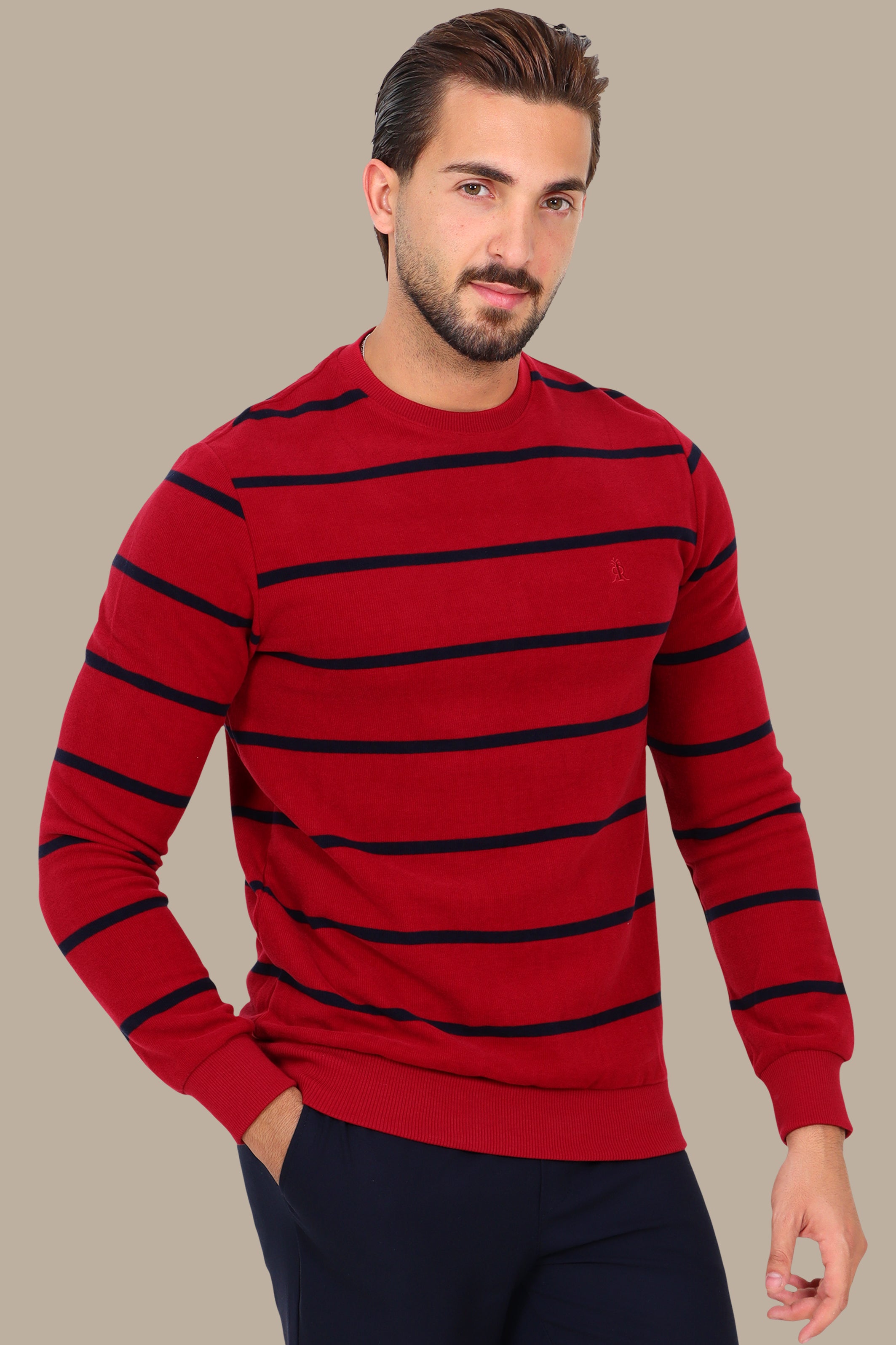 Red Velvet Breton Sweater