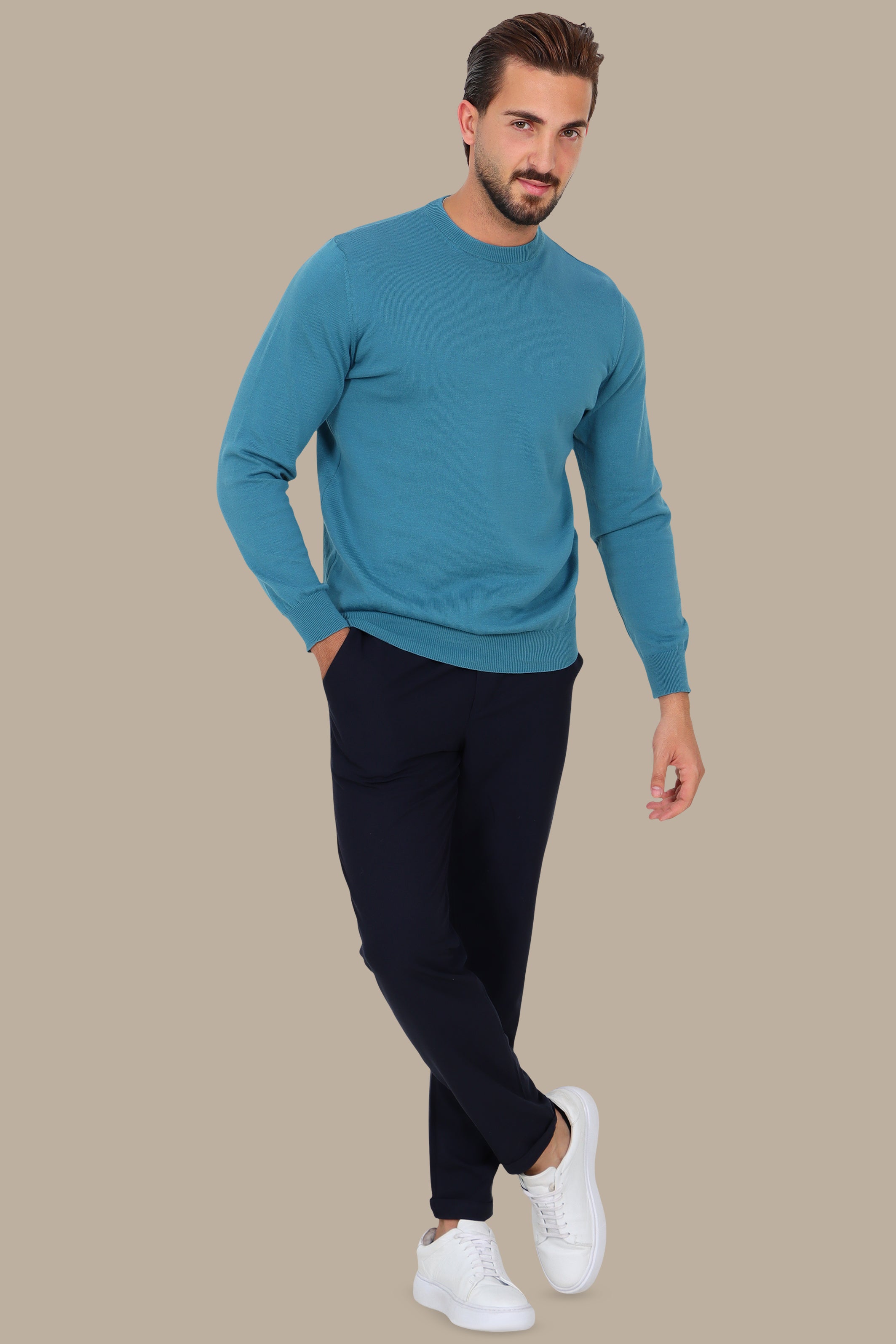 Petrol Round-Neck Sweater