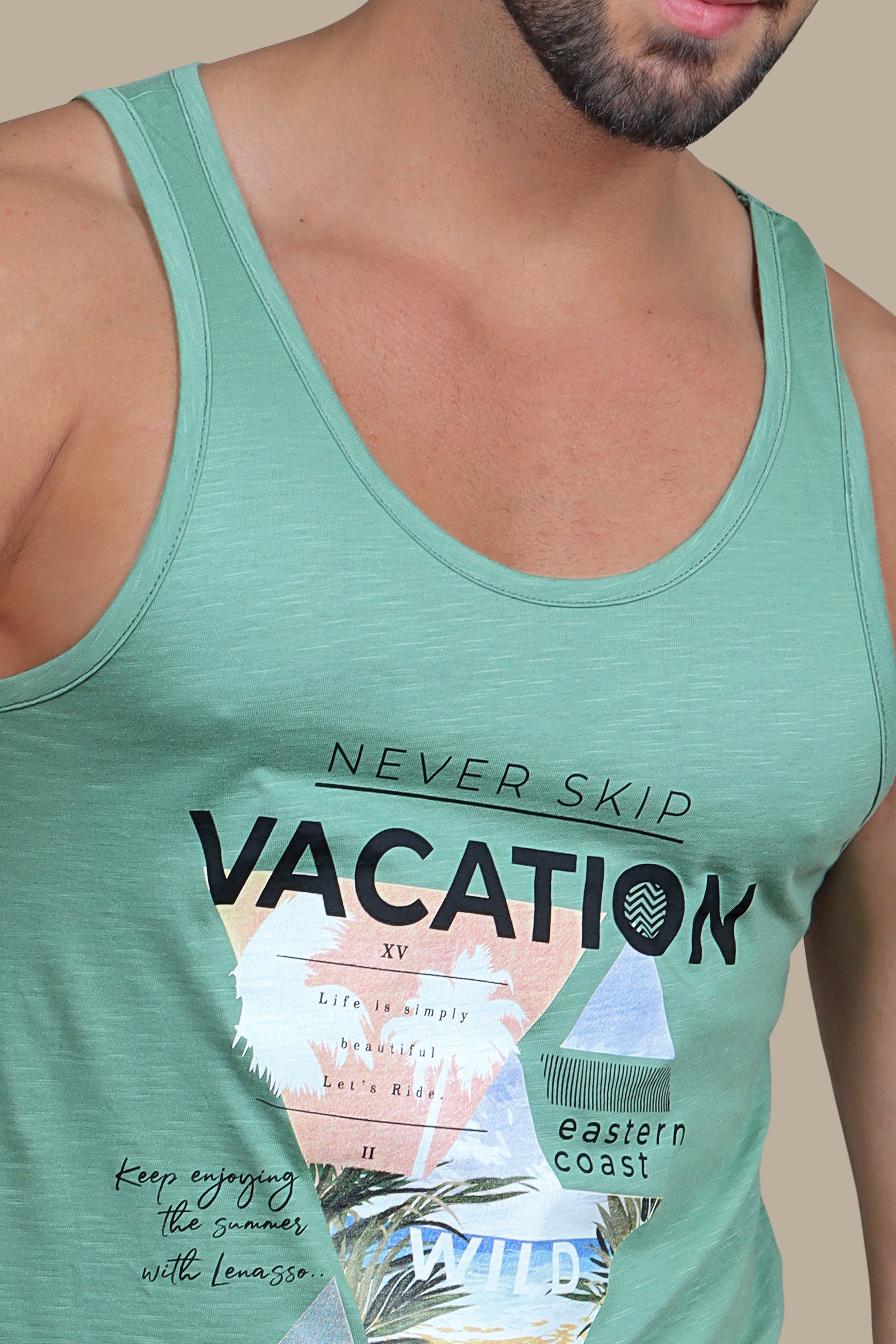 Green Oasis: Sleeveless Vacation Shirt