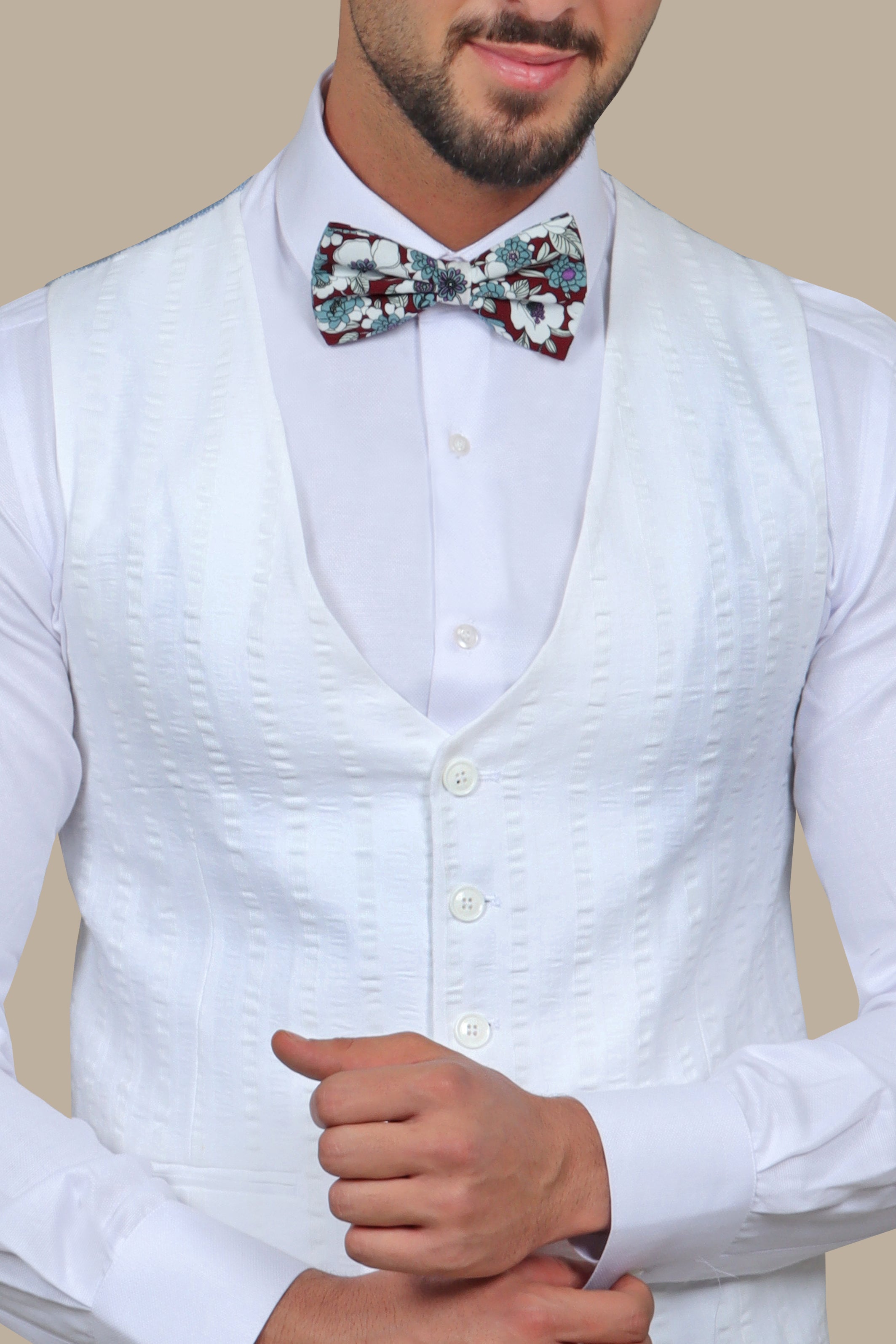 White Elegance: Enhancing with Vest Stripes