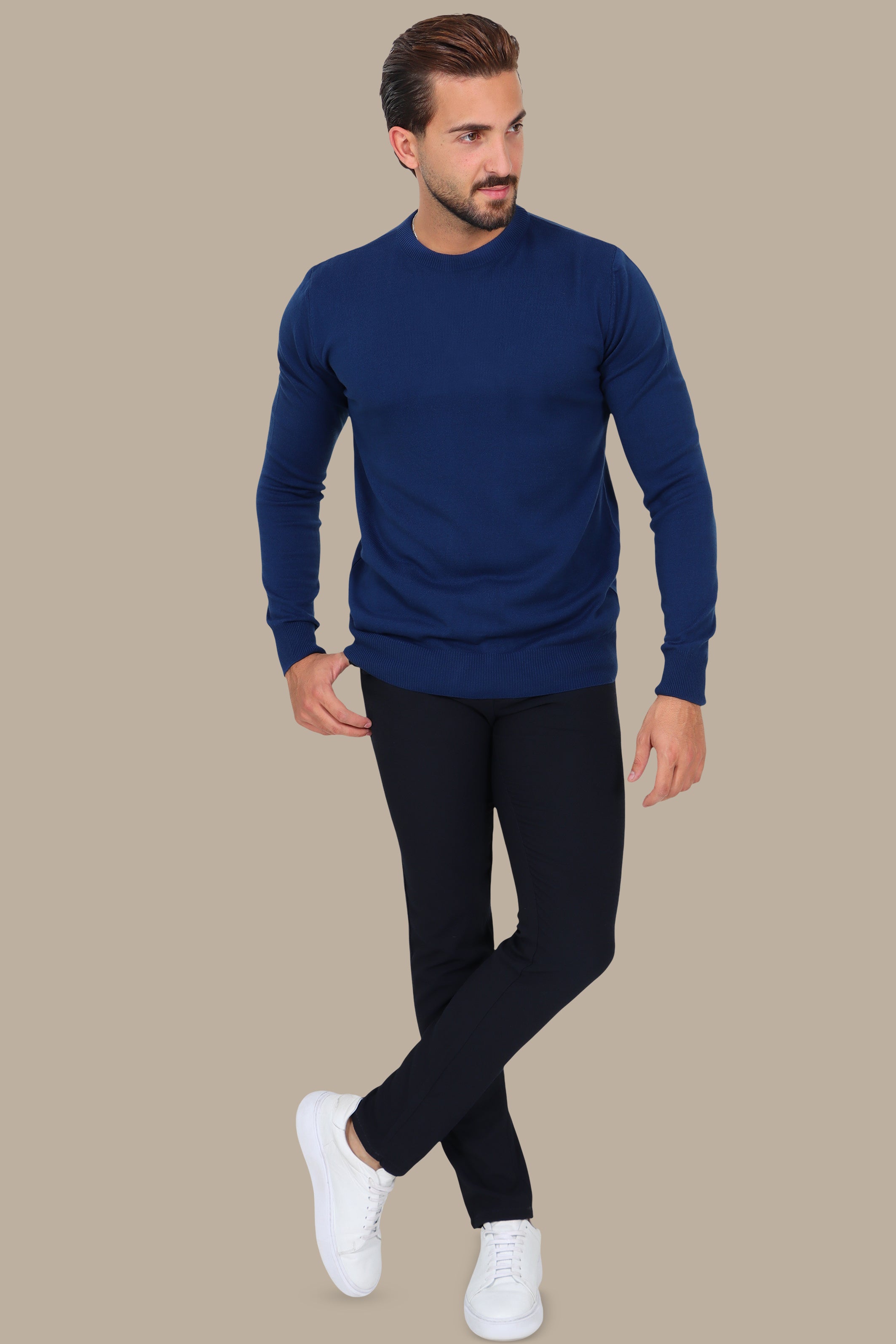 Blue Round-Neck Sweater