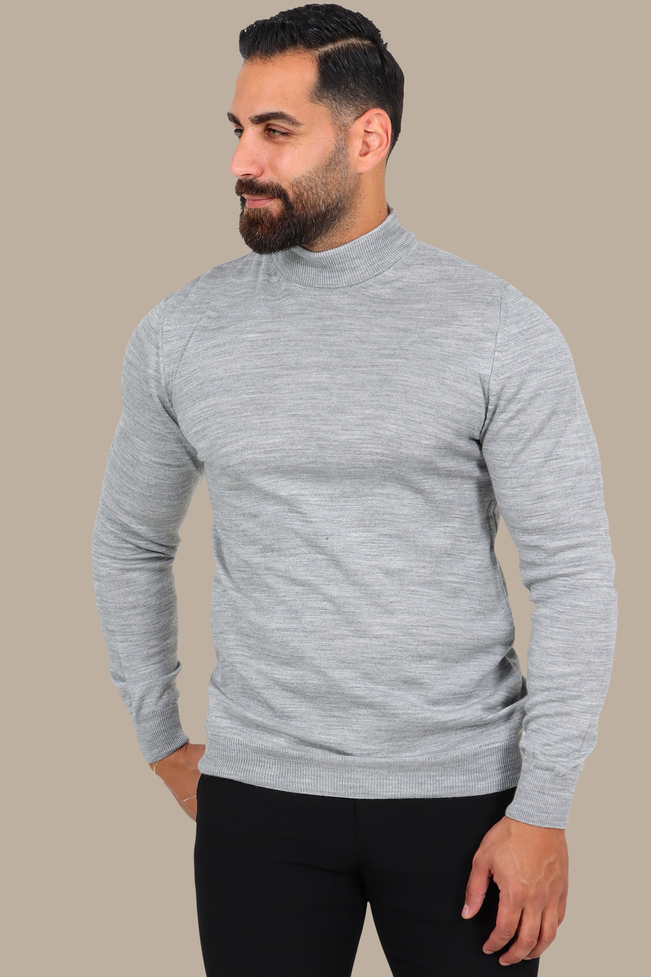 Light Grey High Neck Sweater