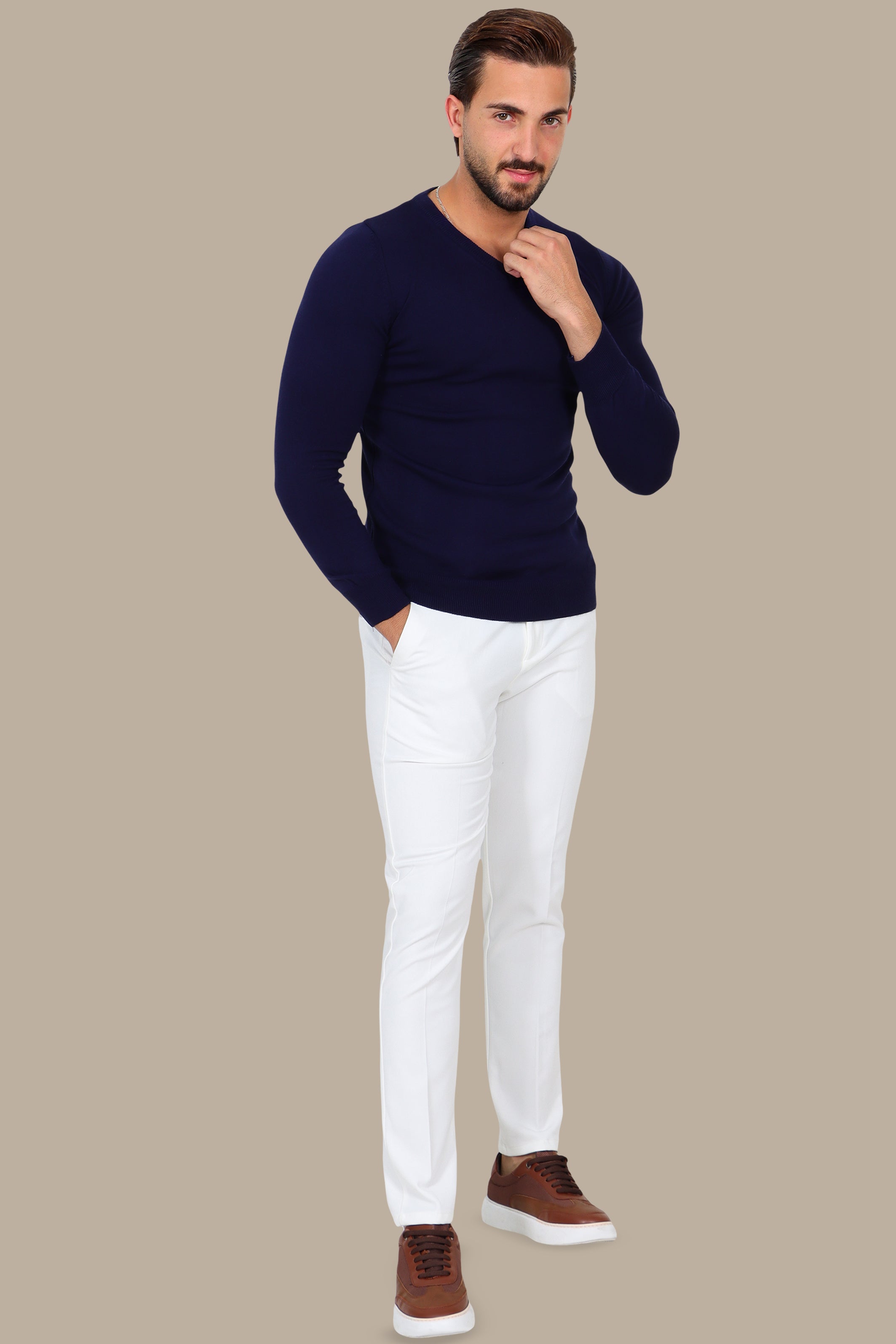 Navy V-Neck Sweater