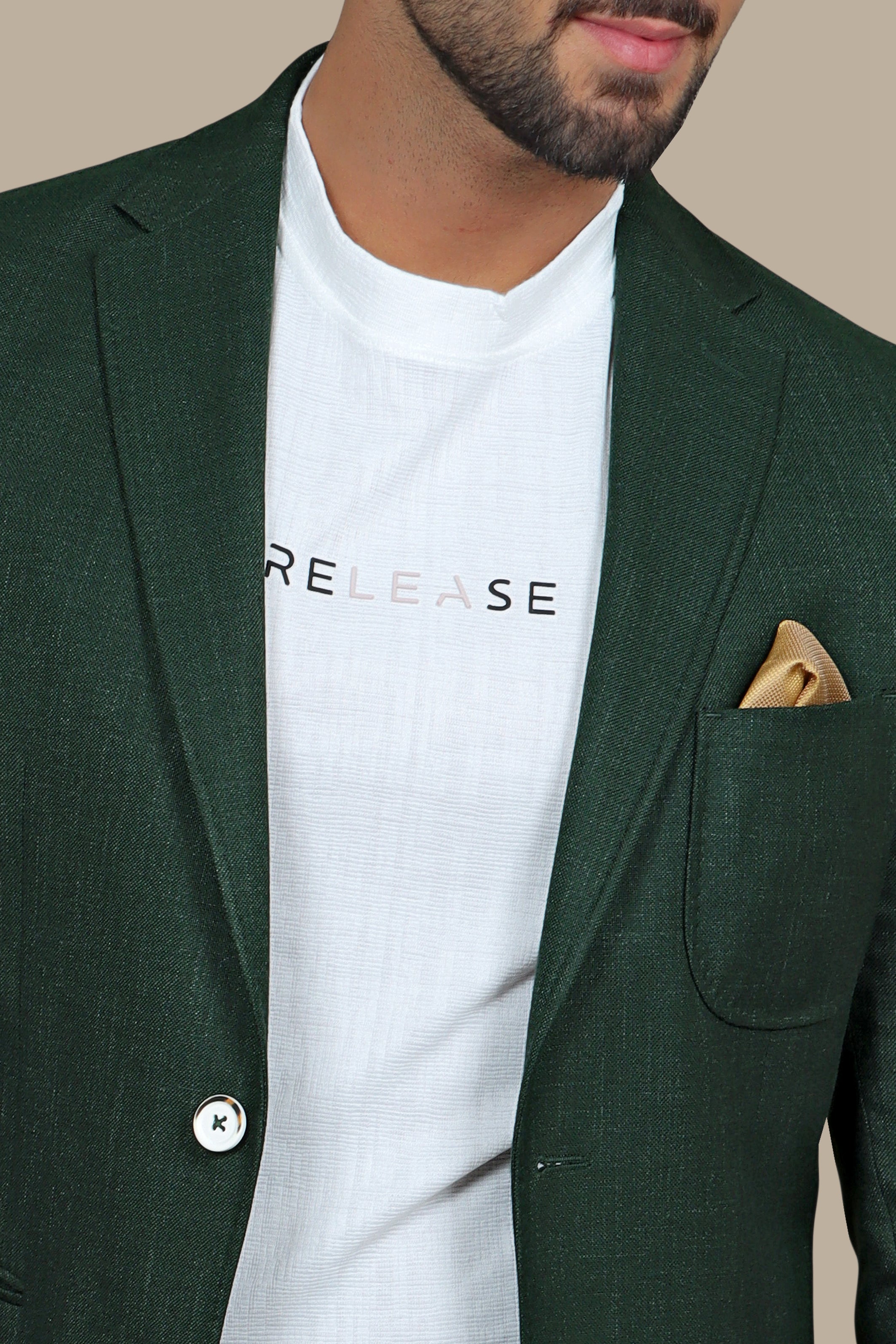 Khaki Structured Blazer with 3 Patch Pocket
