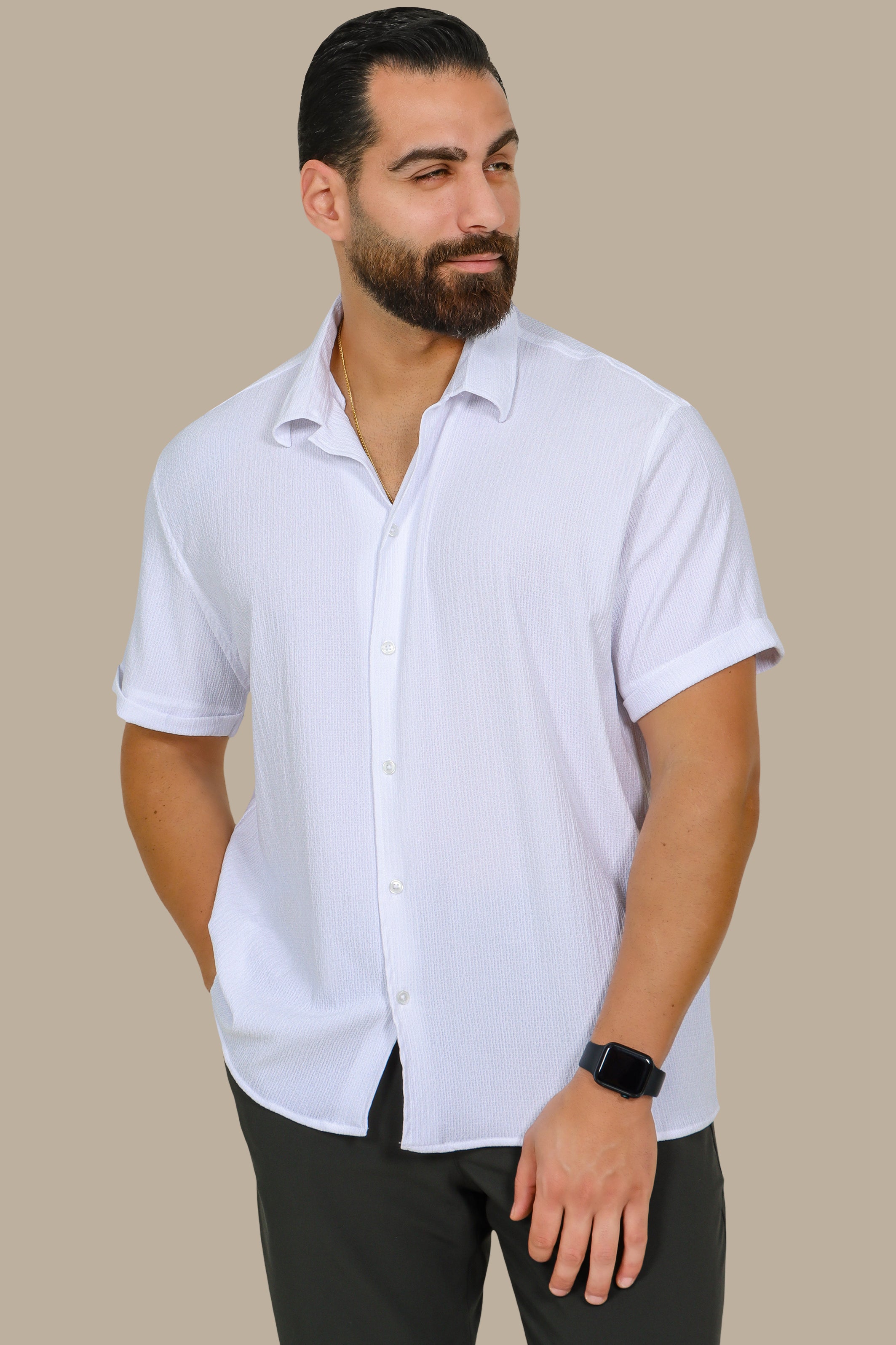 Kendall Classic: Short-Sleeve Regular Fit Shirt in White