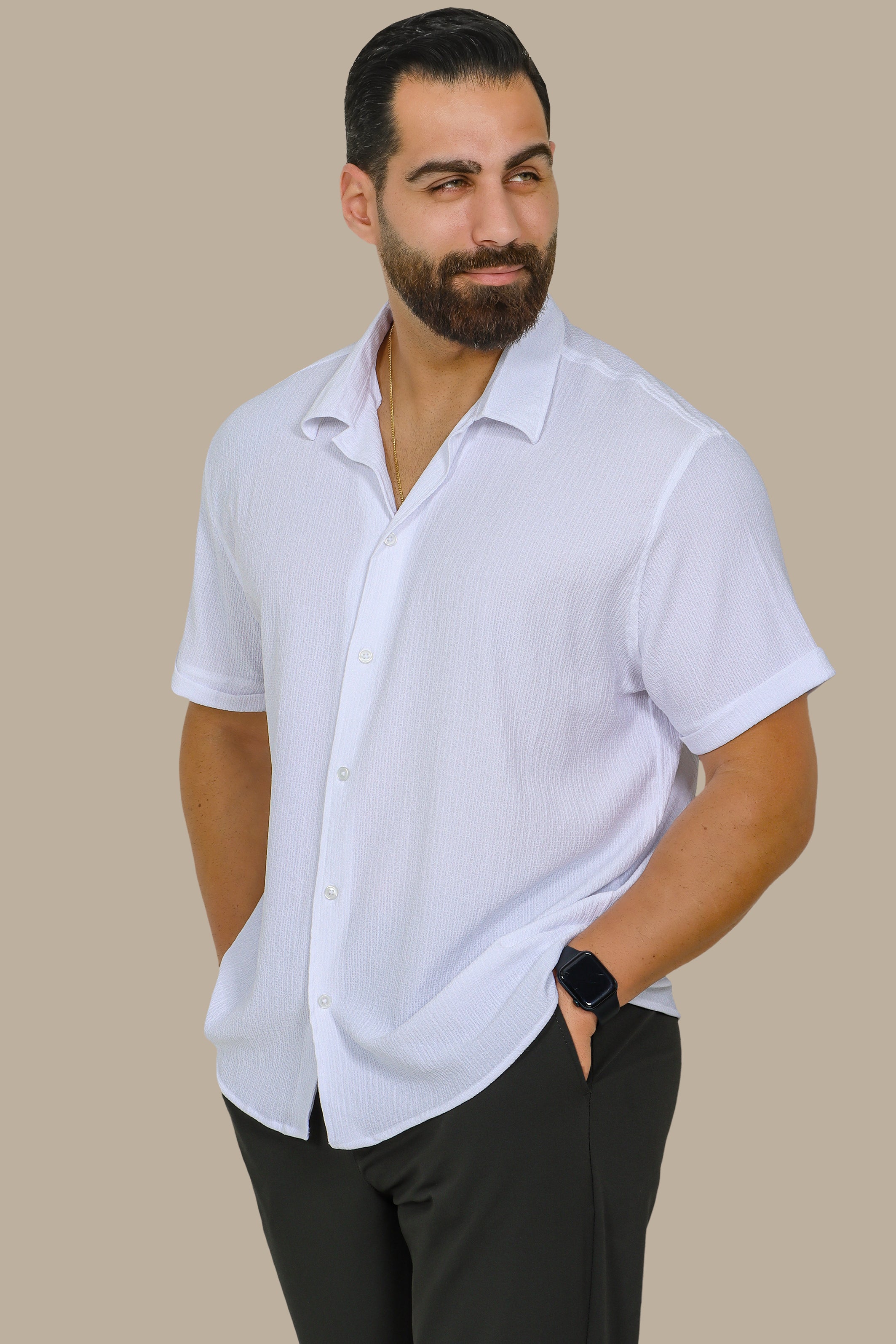 Kendall Classic: Short-Sleeve Regular Fit Shirt in White