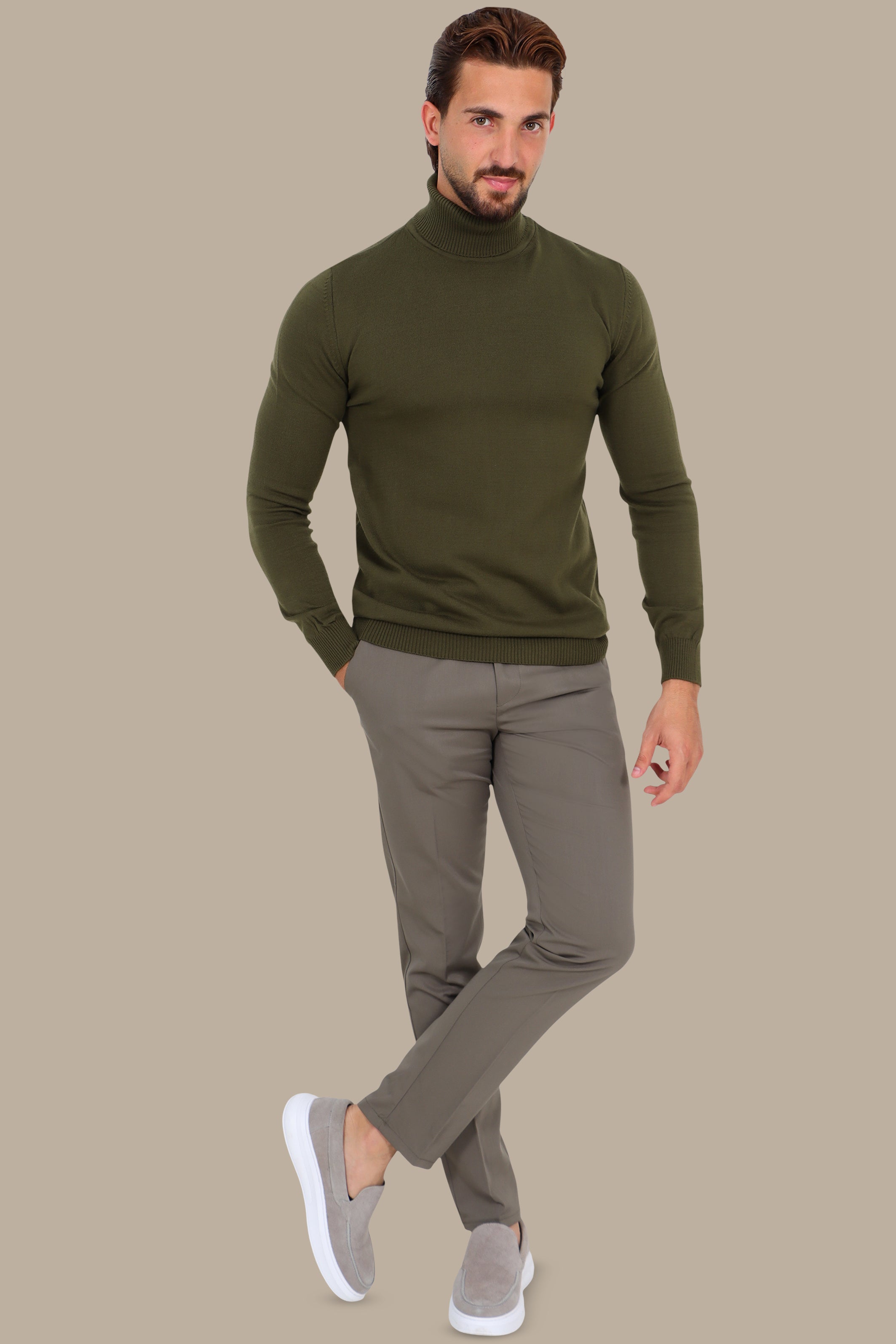 Turtleneck Sweater Basic Khaki