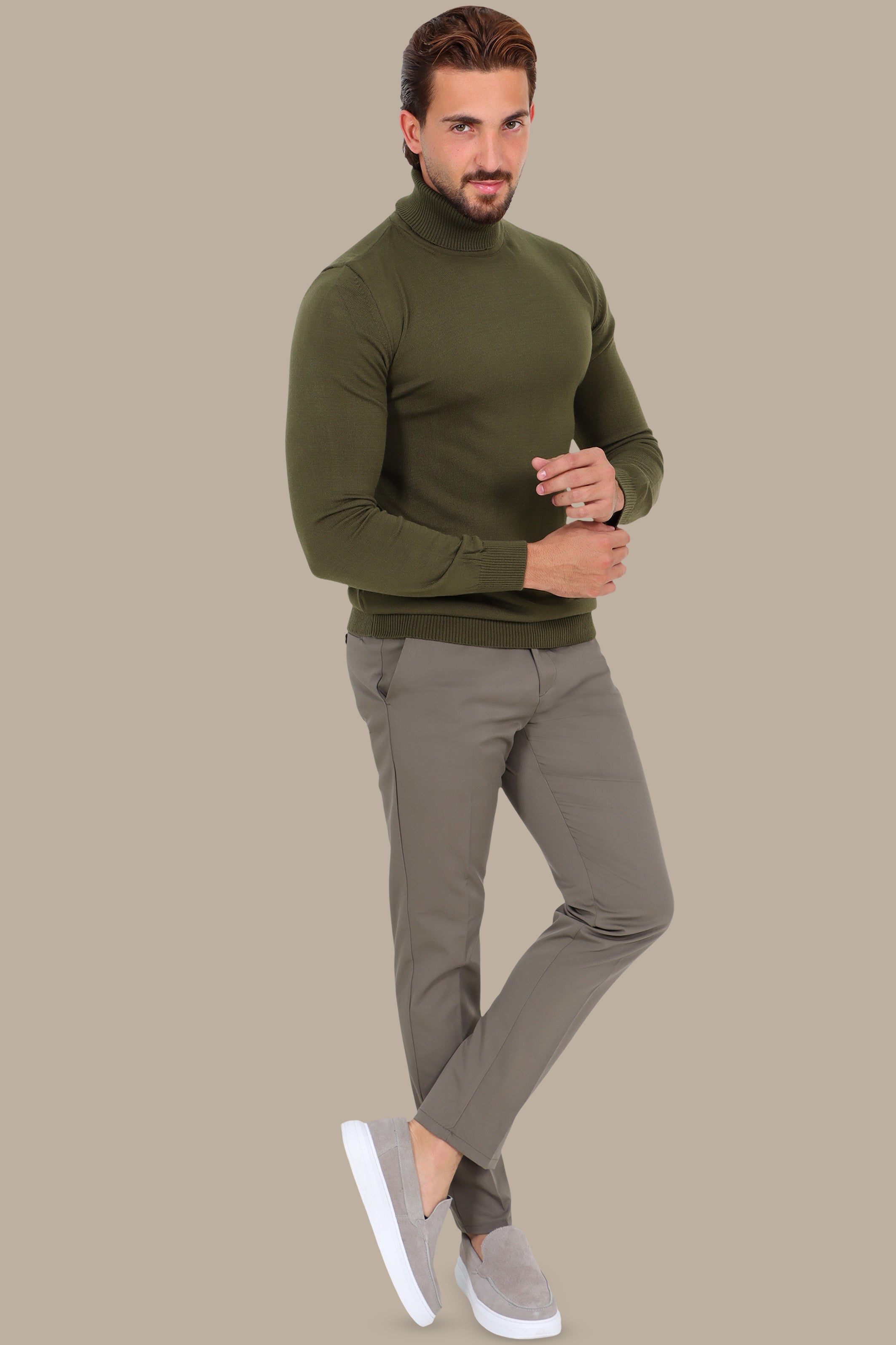 Turtleneck Sweater Basic Khaki