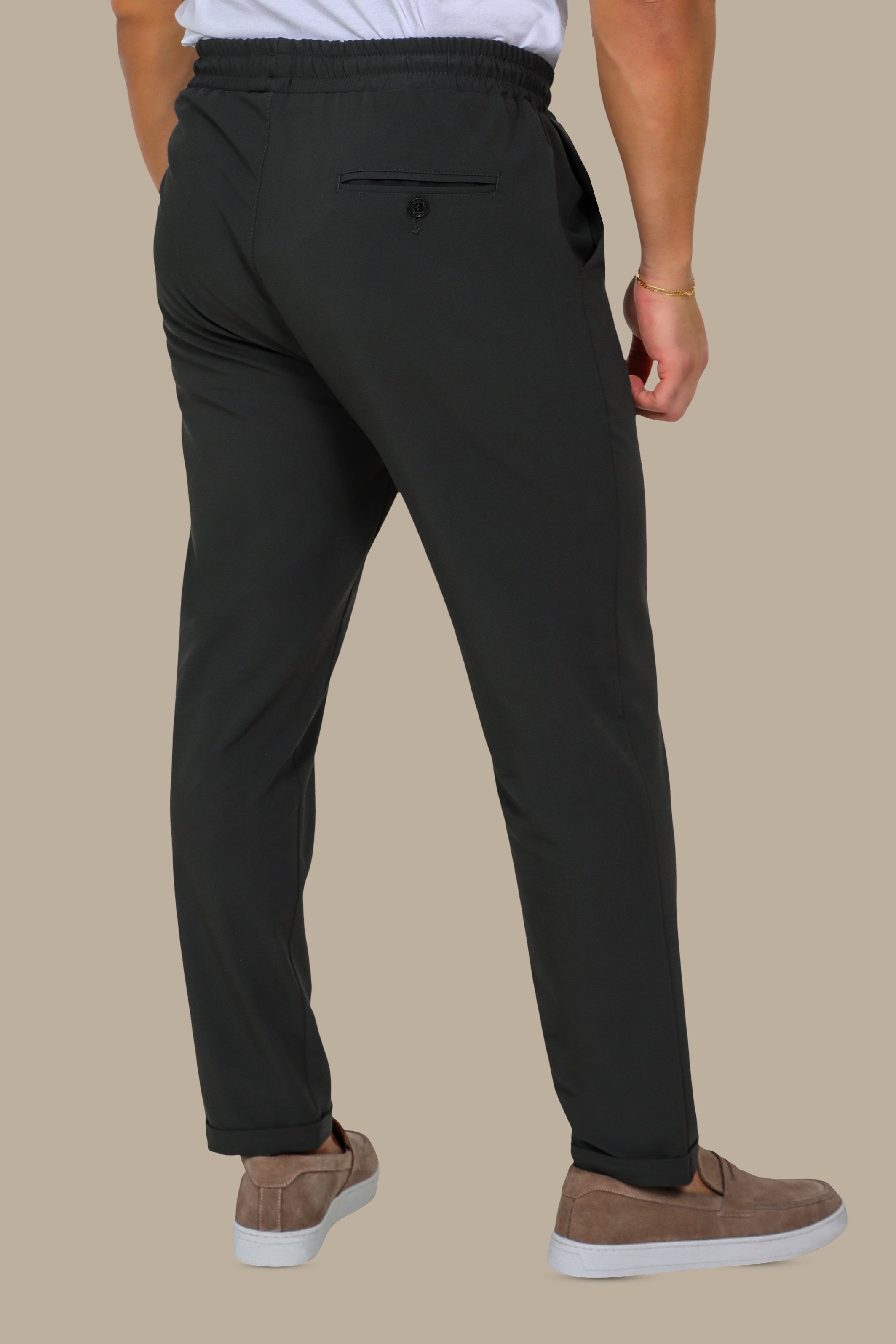 Casual Ease: Elastic Waist Slim Jogger Pants in Green