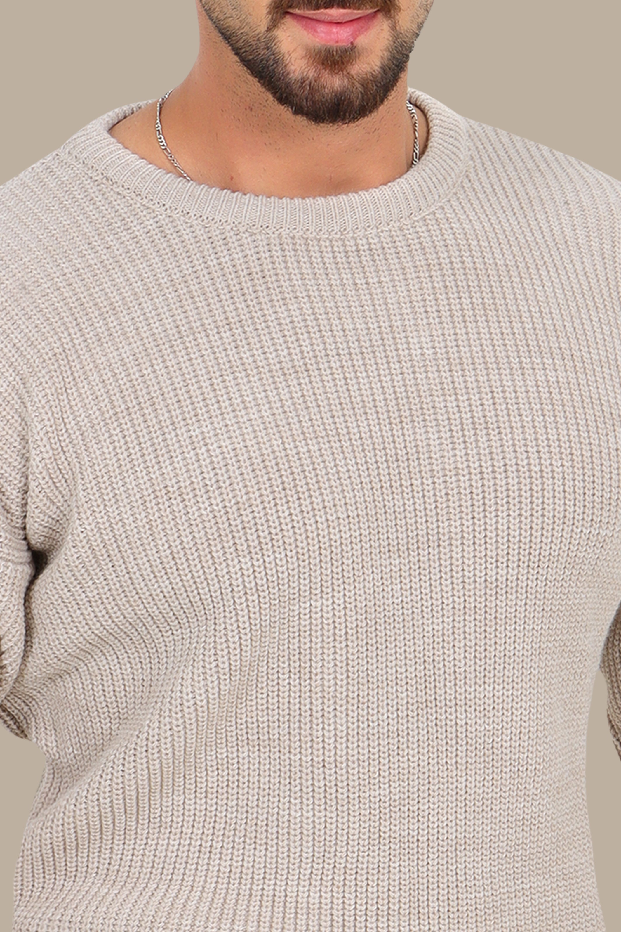 Sweater Thick Mercerized Oversized Plain Beige