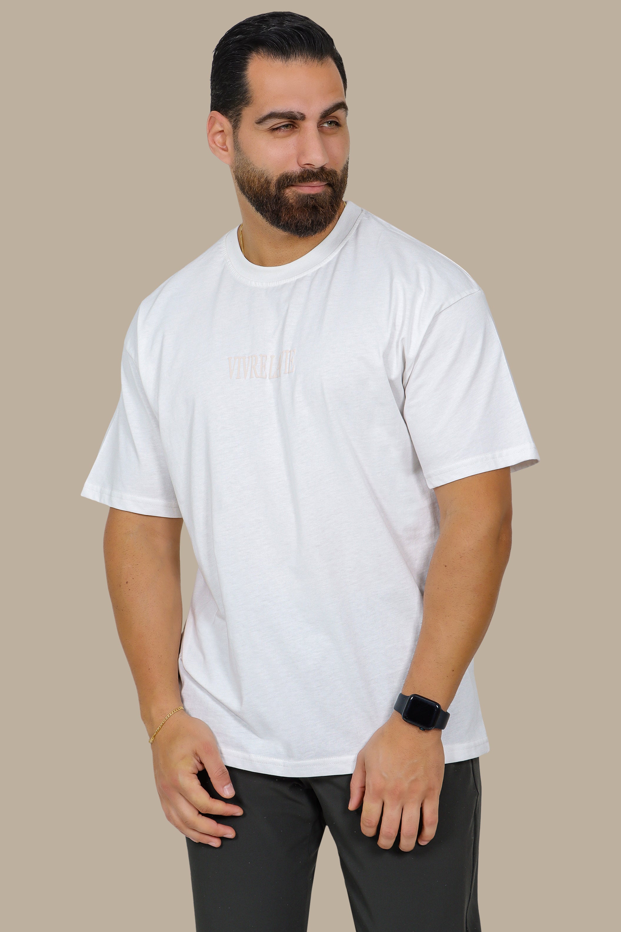 Vivre La Vie Oversized Printed T-Shirt – White