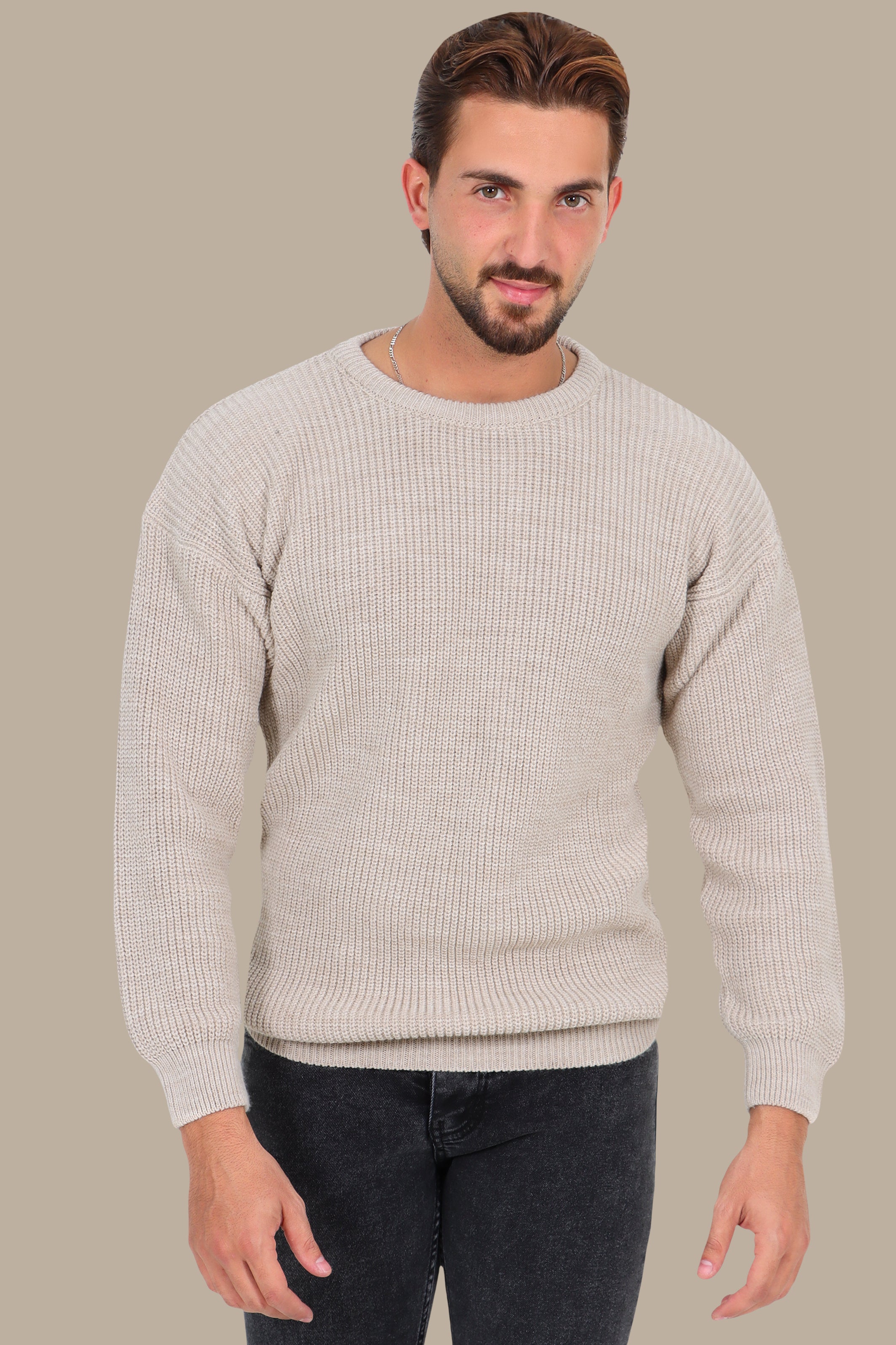 Sweater Thick Mercerized Oversized Plain Beige