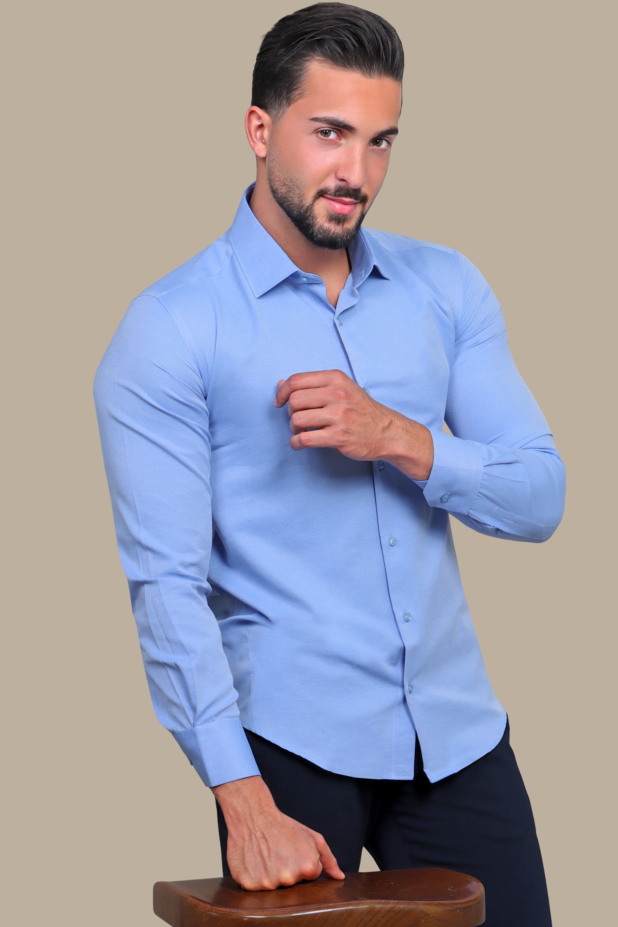 Dark Blue Chambray Slim Fit Shirt