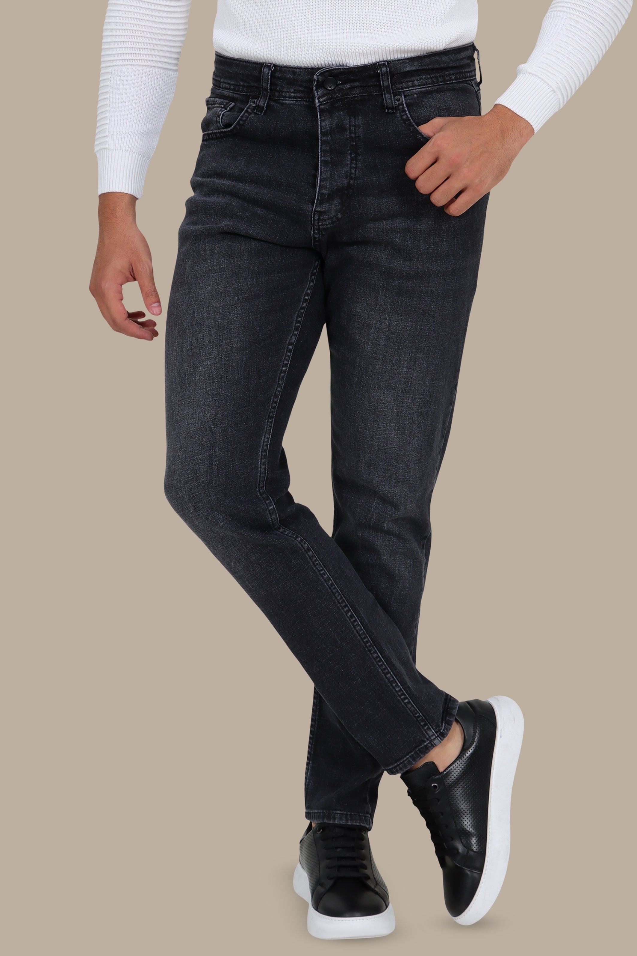 Tie-Dye Semi Regular Jeans in Dark Grey