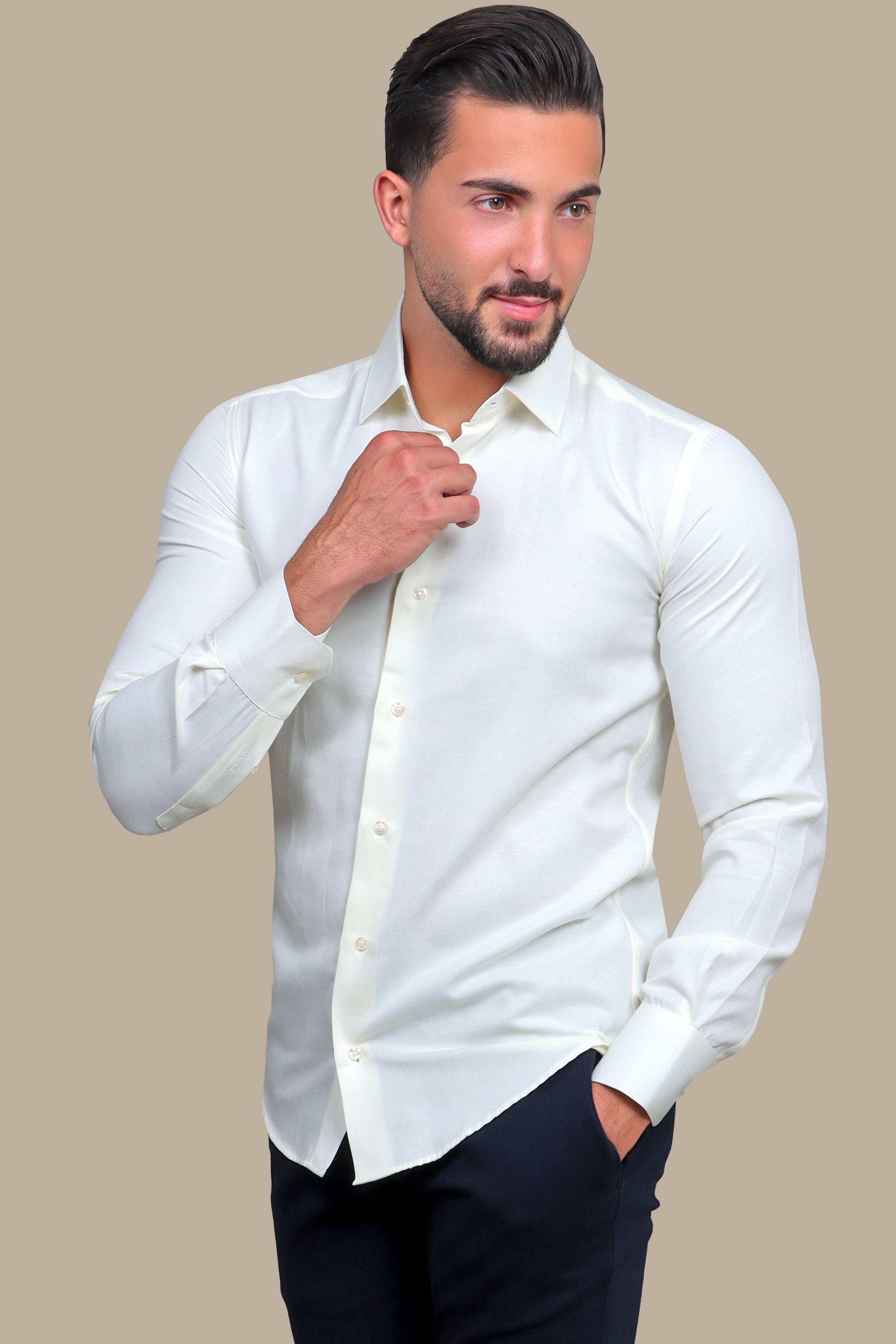 Sunshine Slim Fit: Yellow Chambray Shirt