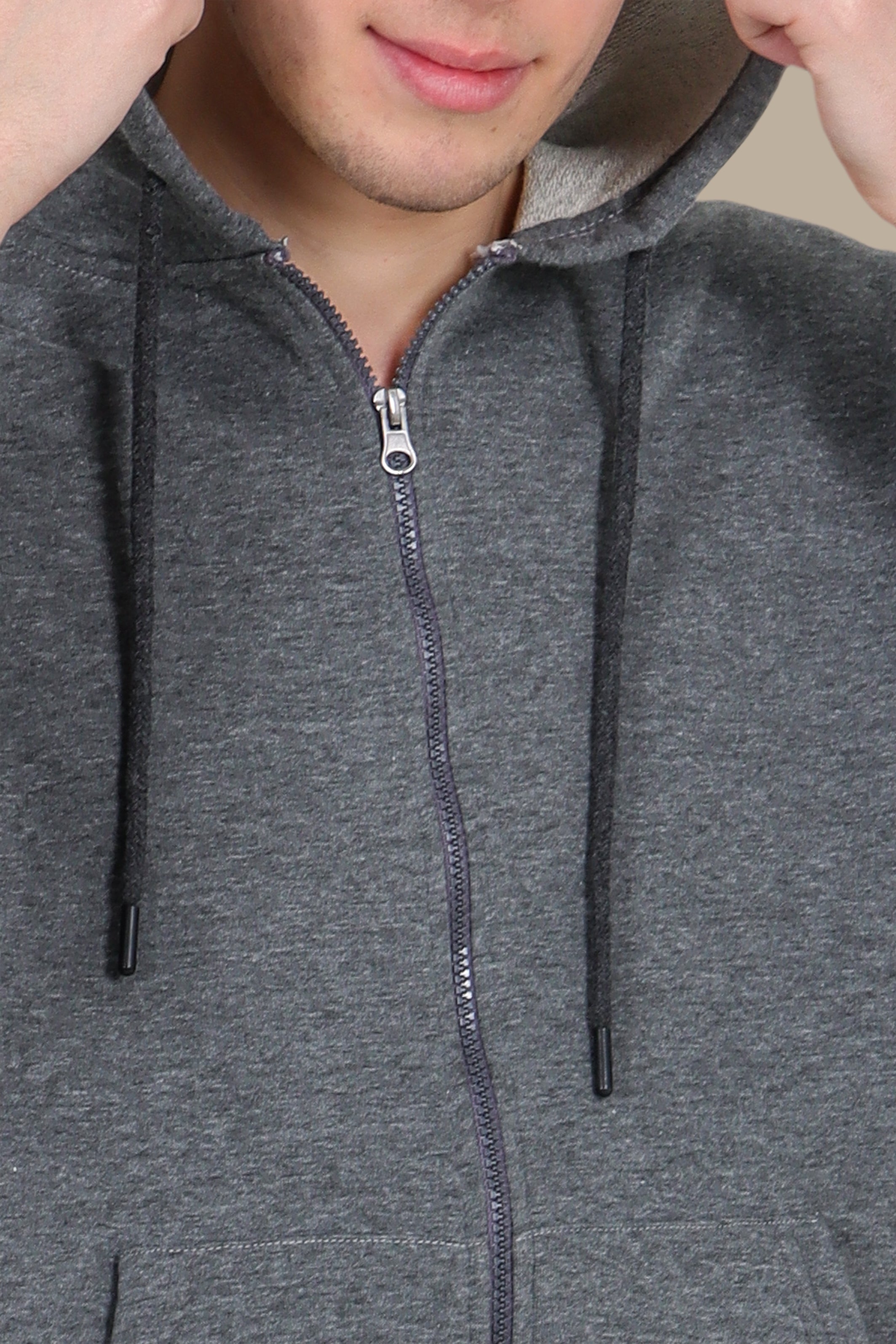 Basic Hoodie Full Zipper Dark Grey