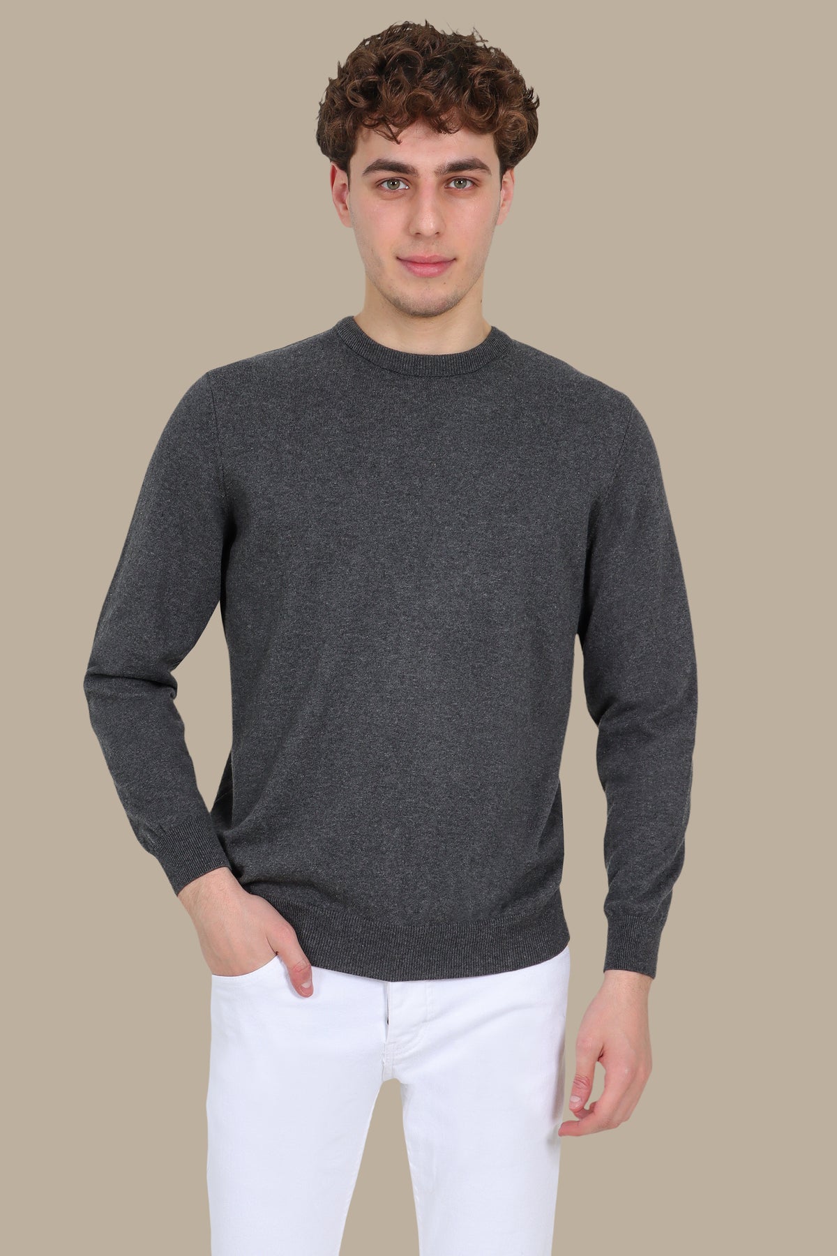 Grey Round Neck Sweater