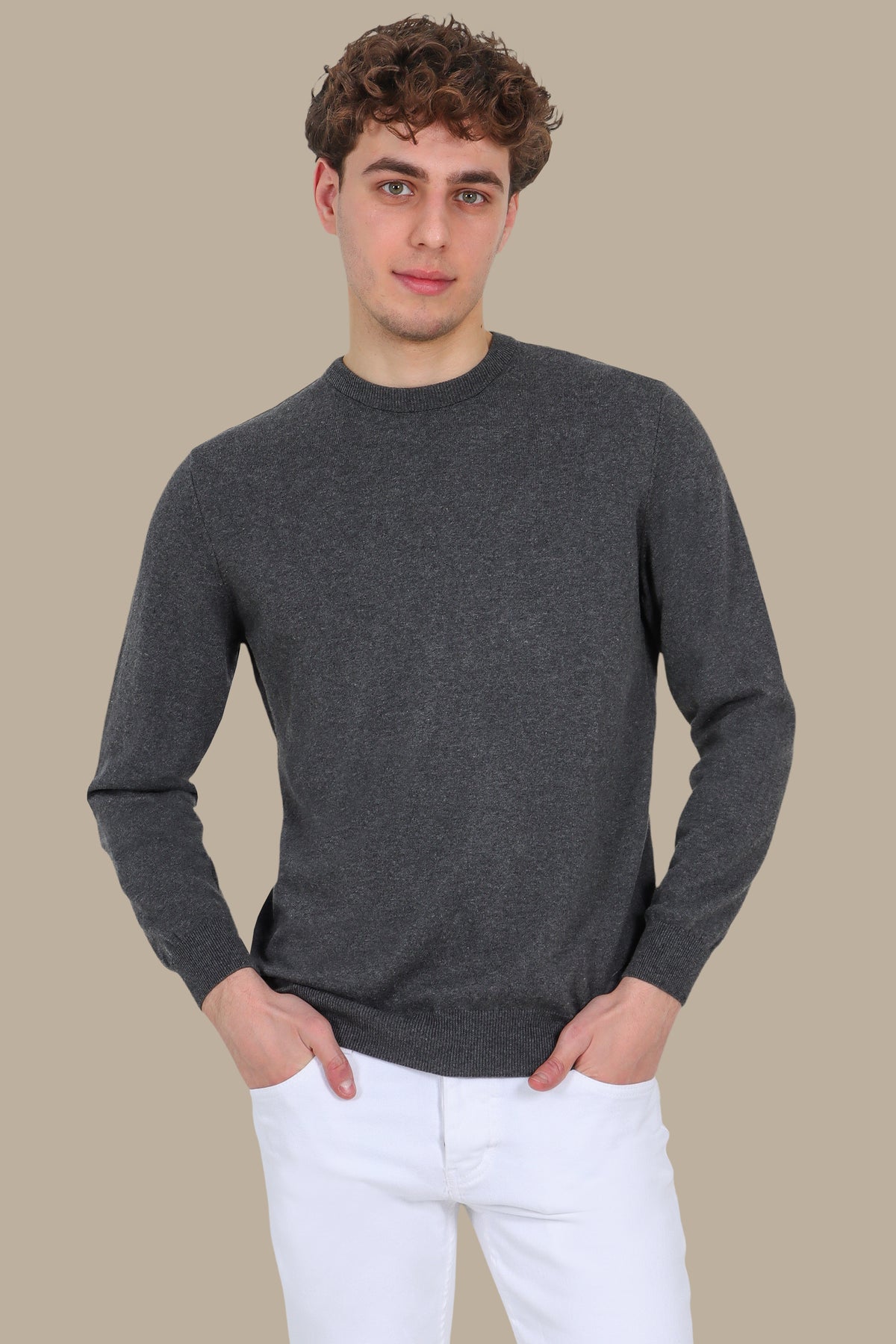 Grey Round Neck Sweater