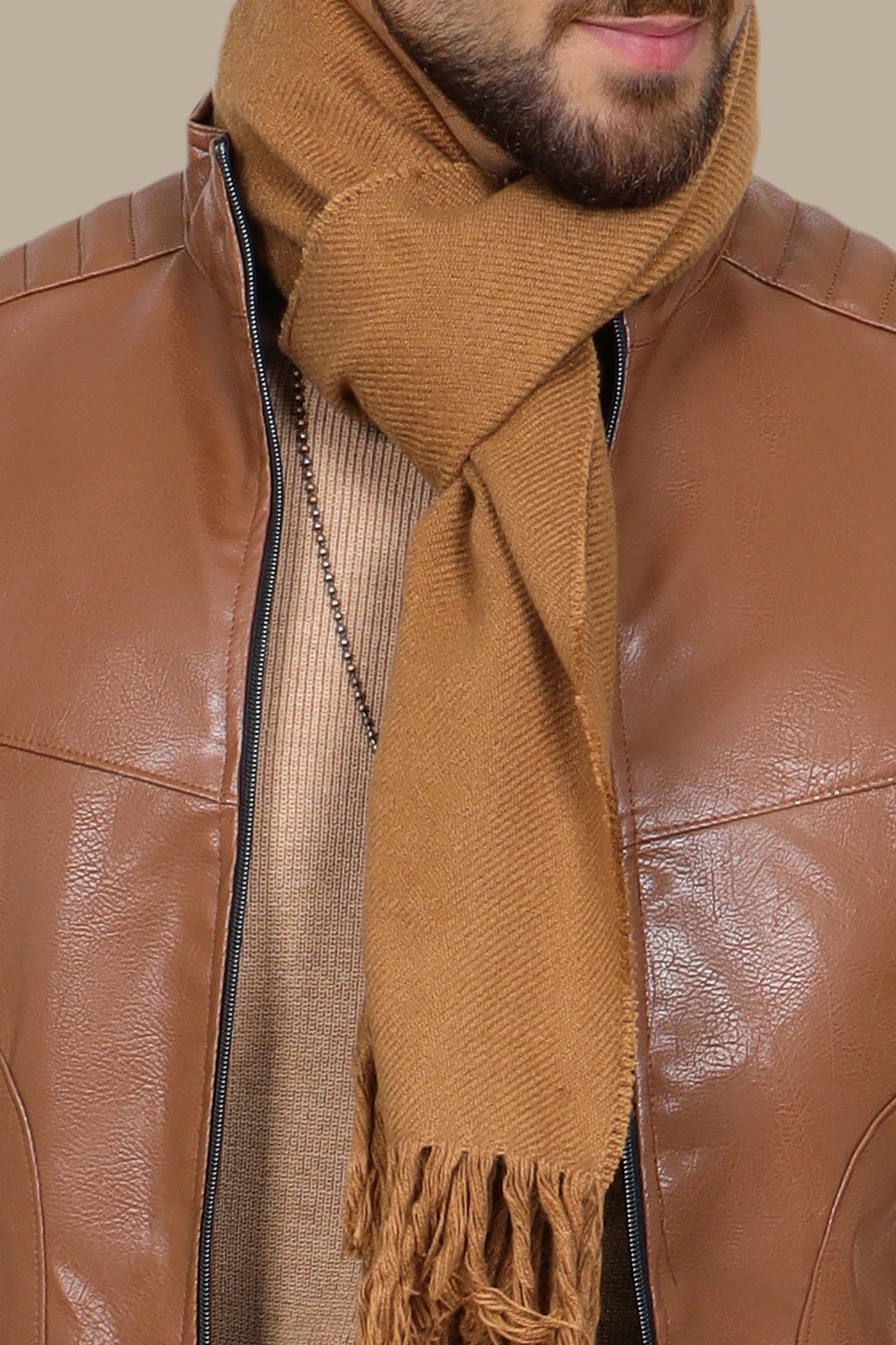 Havane High Neck Faux Leather Jacket