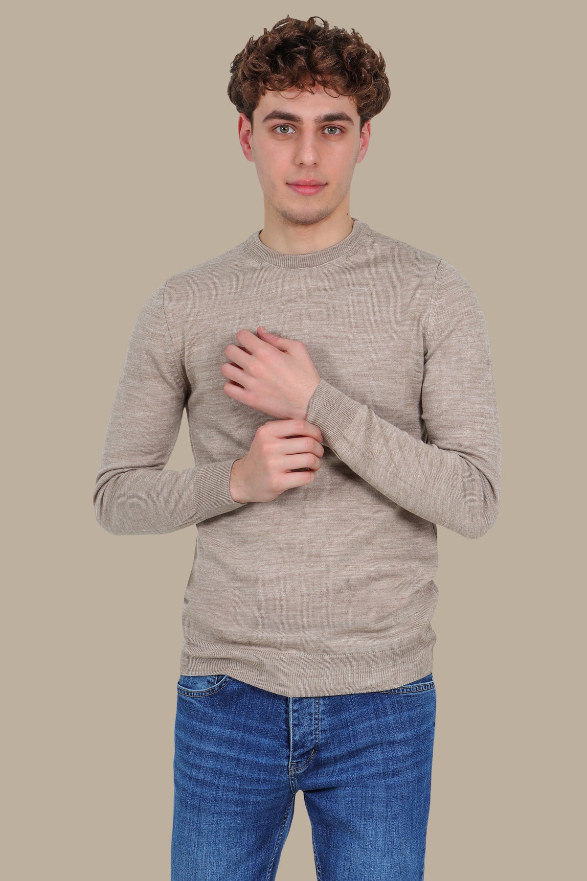 Beige Round Neck Sweater – Basic Essential
