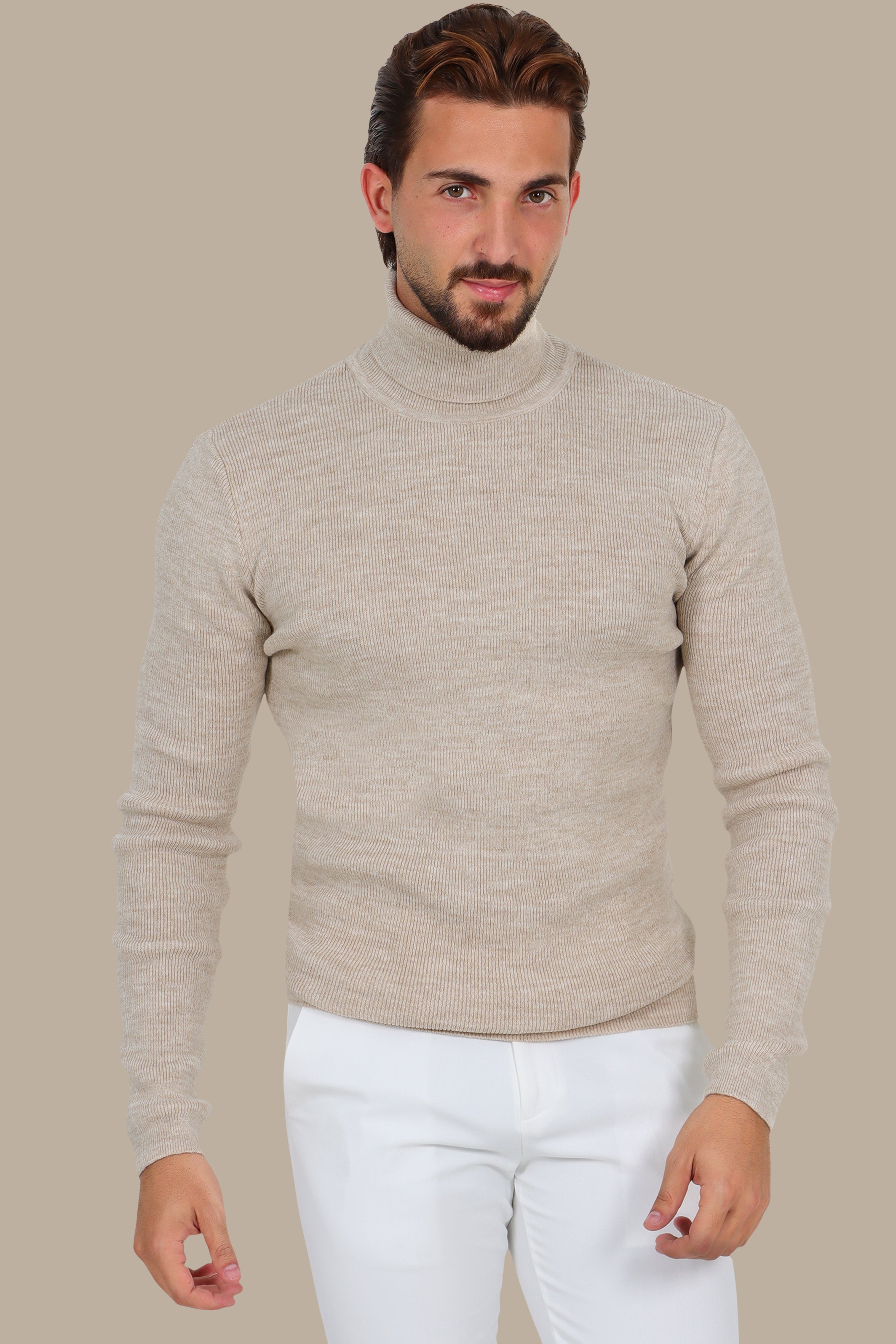 Beige Turtle Neck Sweater
