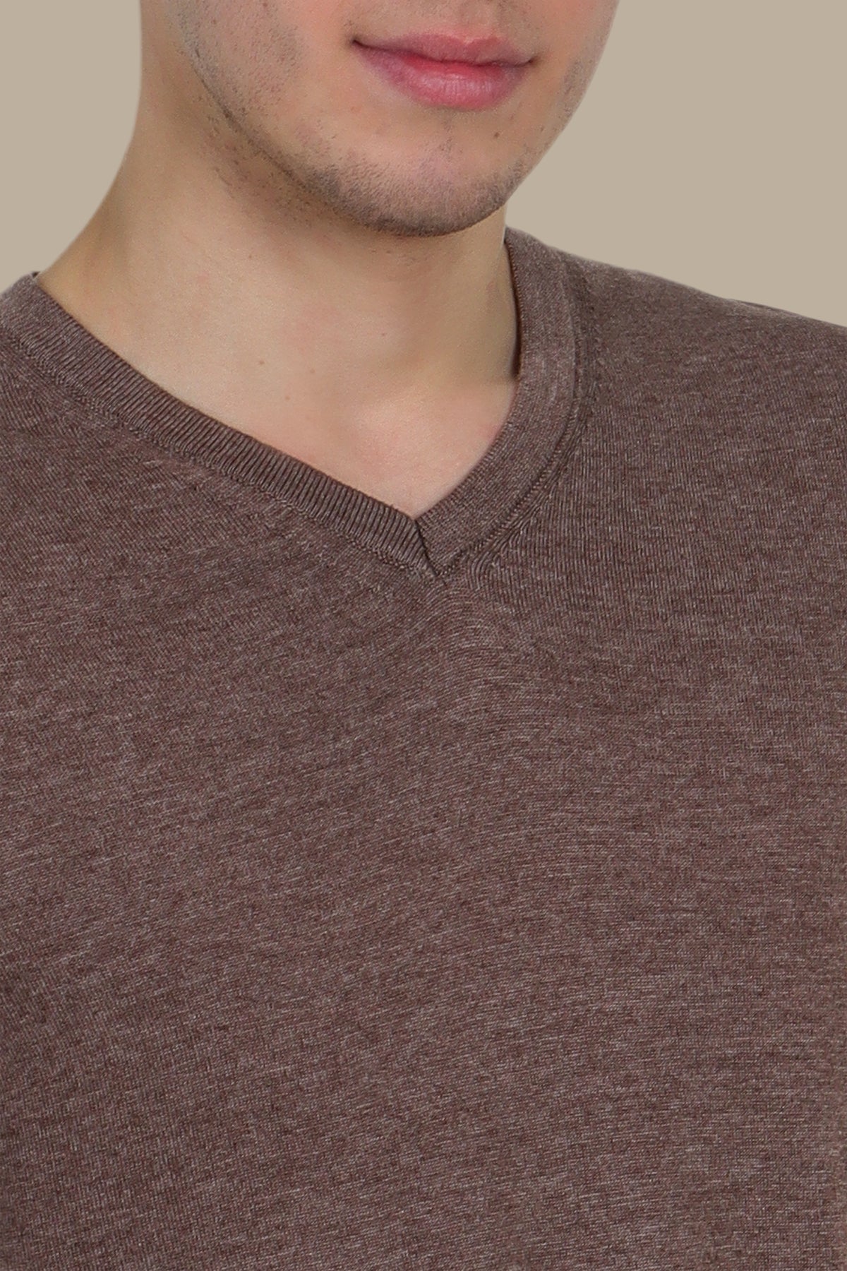 Light Brown V-Neck Sweater