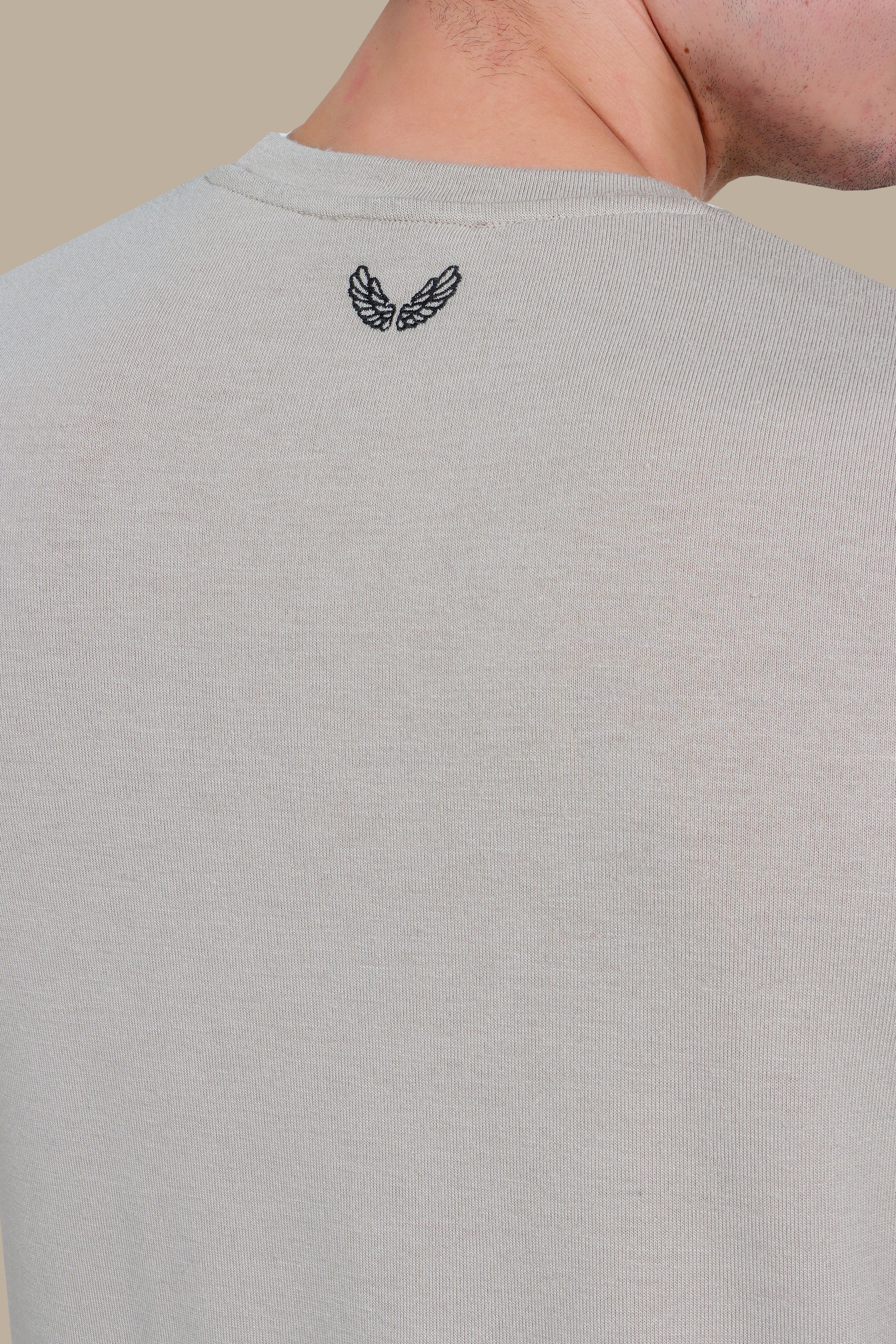 Beige Long Sleeve Top with Back Wings Print