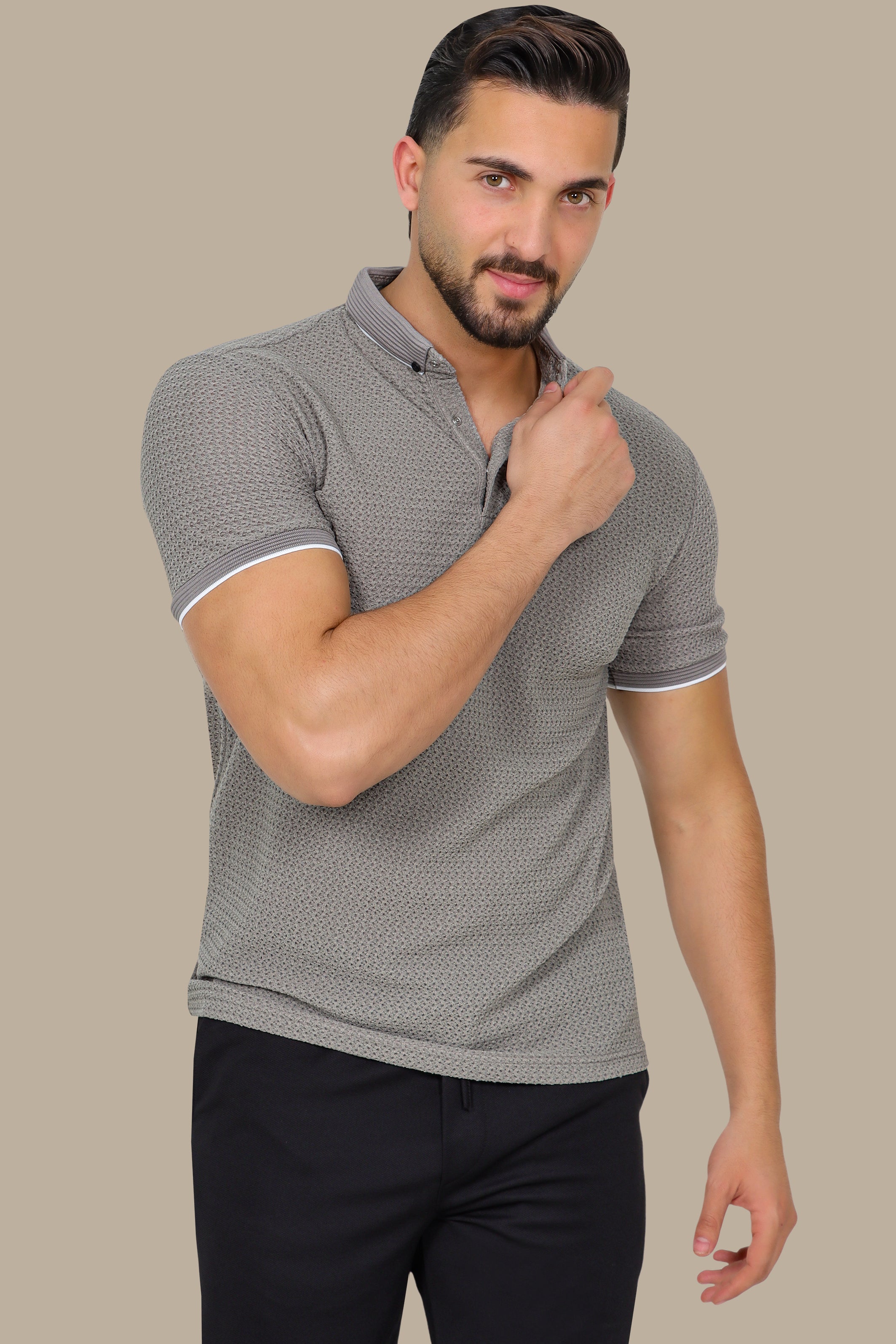 Olive Breathable Fabric Short Sleeve Polo