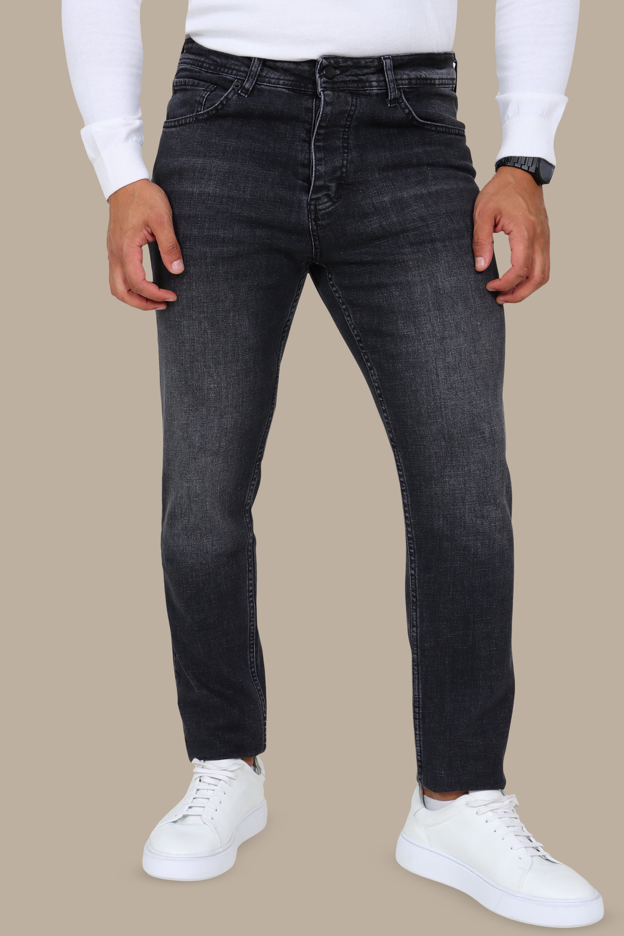 Tie-Dye Semi Regular Jeans in Dark Grey