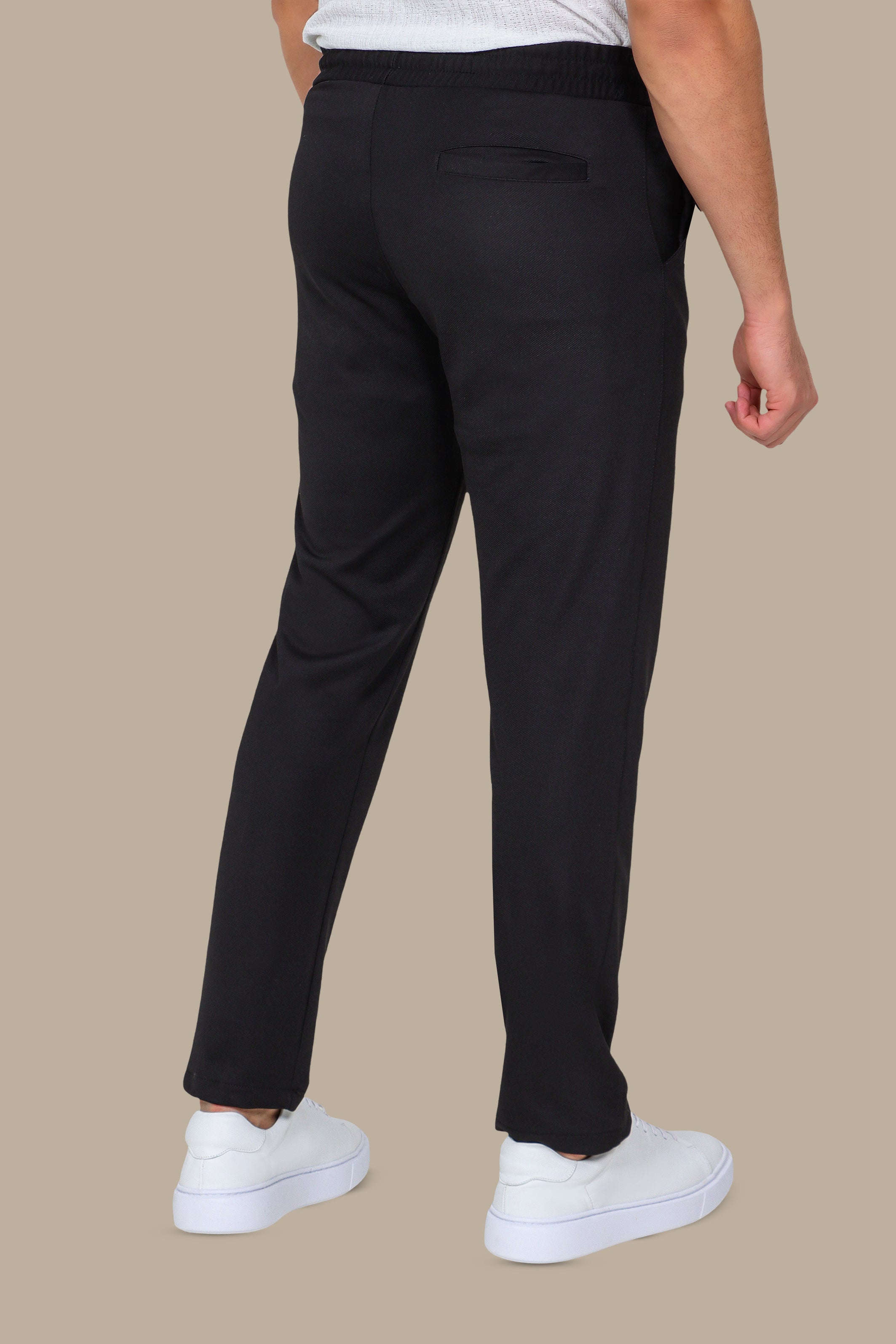 Black Regular-Cut Lycra Trousers