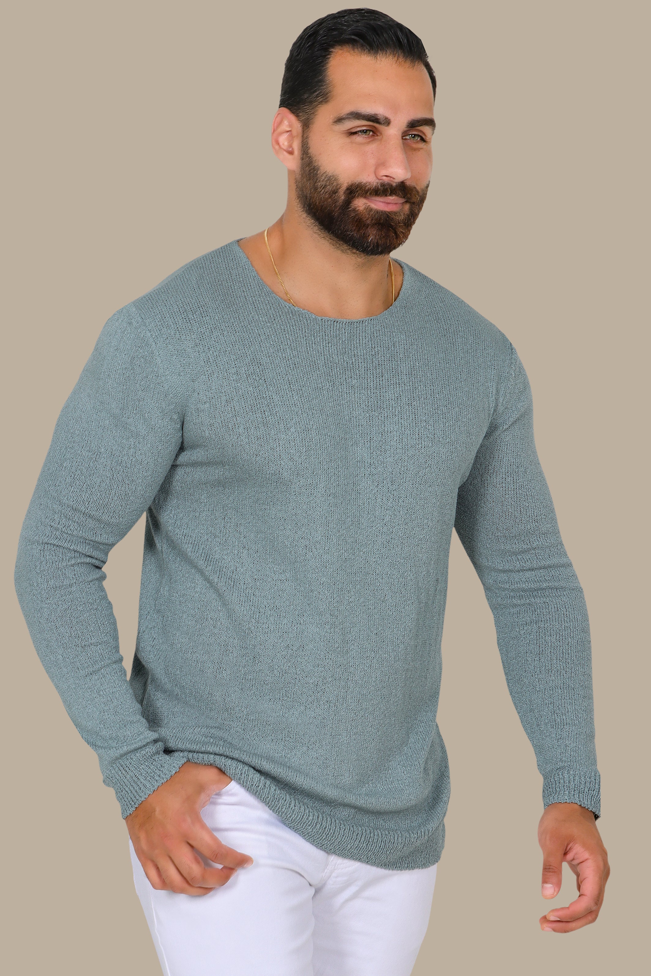 Classic Comfort: Pistache Mercerized Plain Sweater