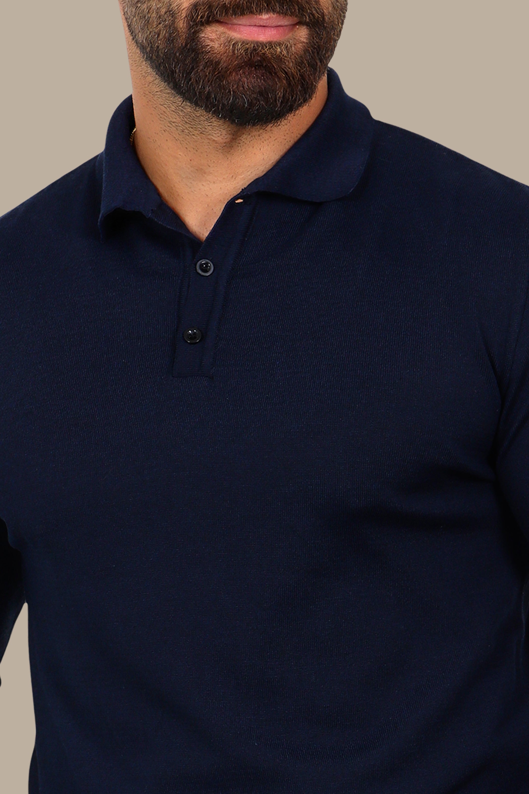 Mercerized Plain Polo in Navy
