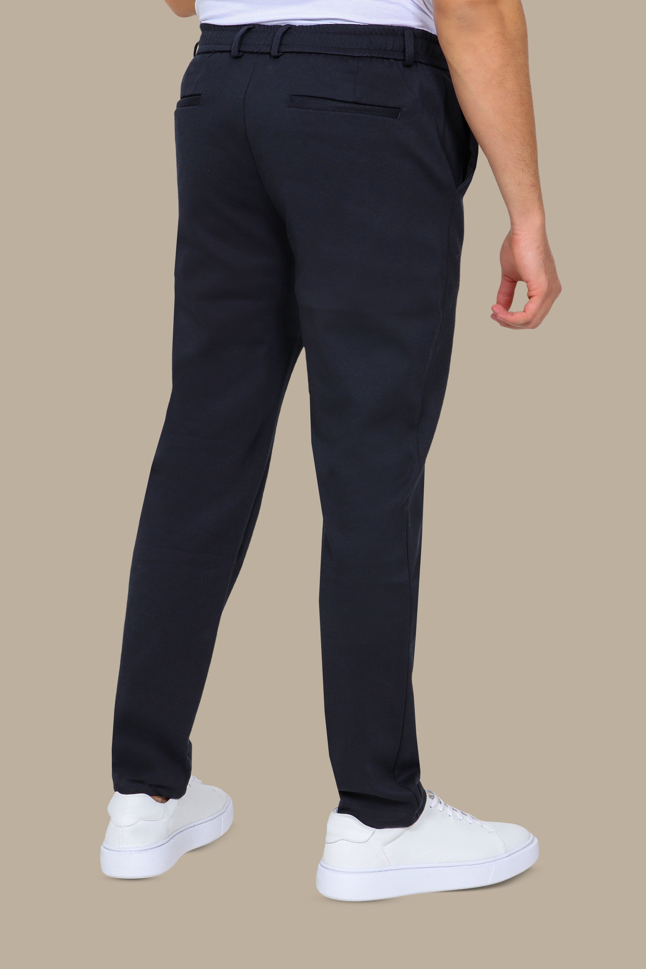 Navy Basic Jogger Pants with Ribbon