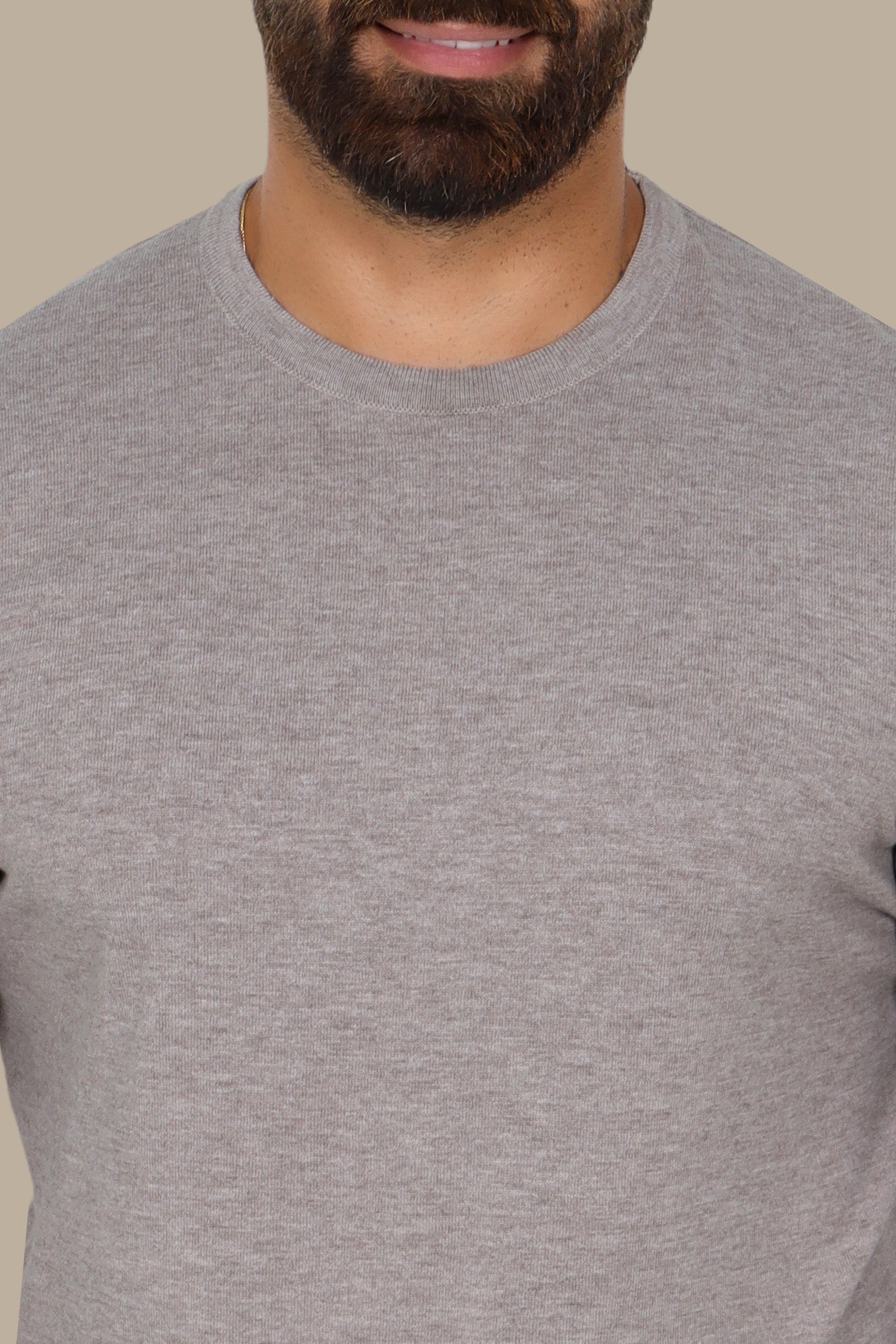 Beige Basic Round Neck Sweater