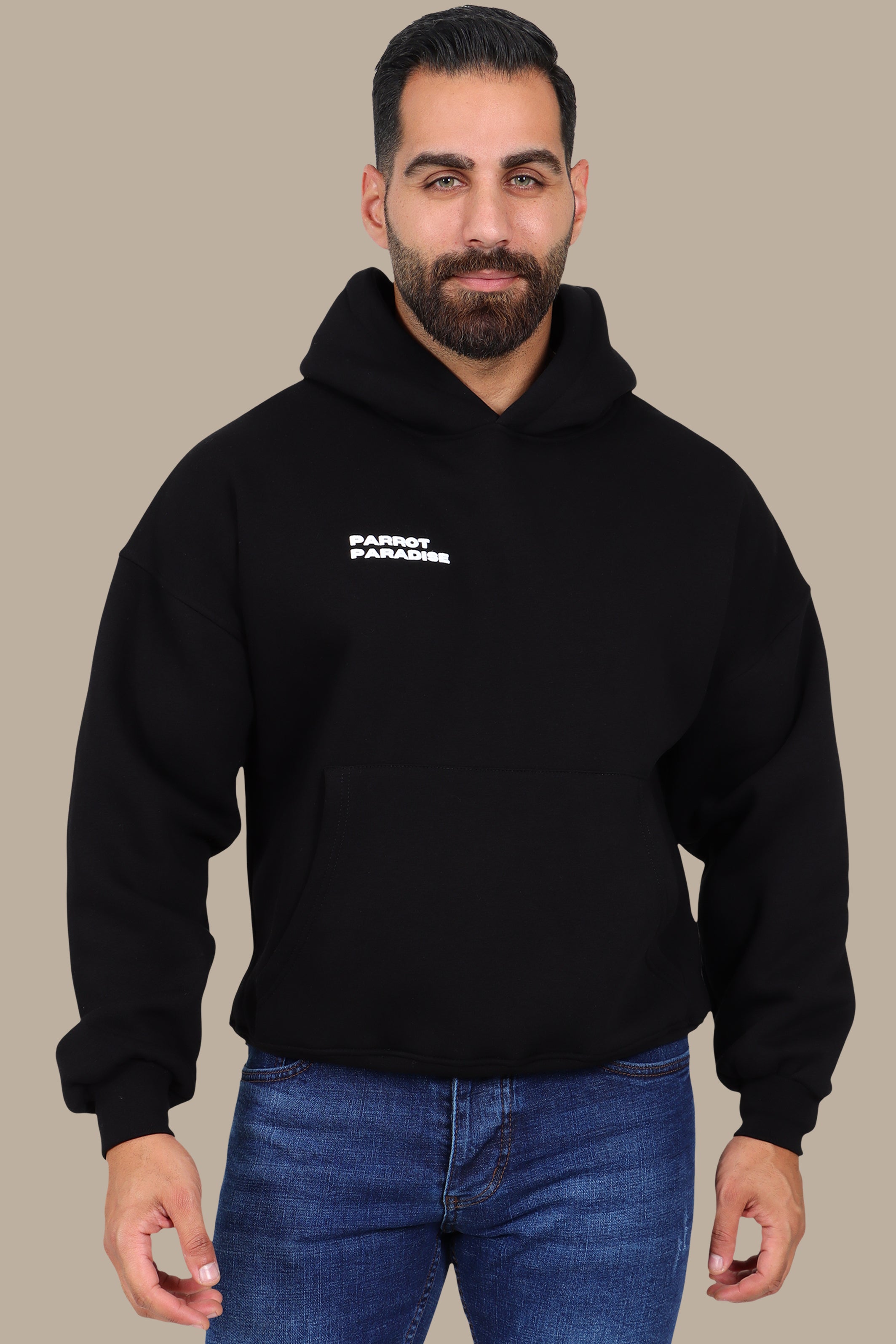 Black Parrot Paradise Graphic Hoodie