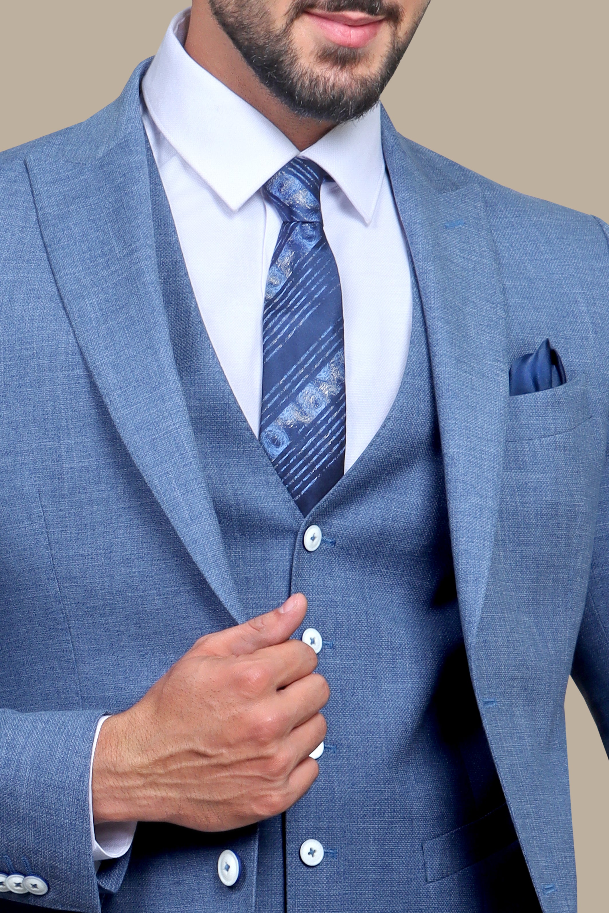 Suit Fil A Fil Peak 3-Piece Petrol