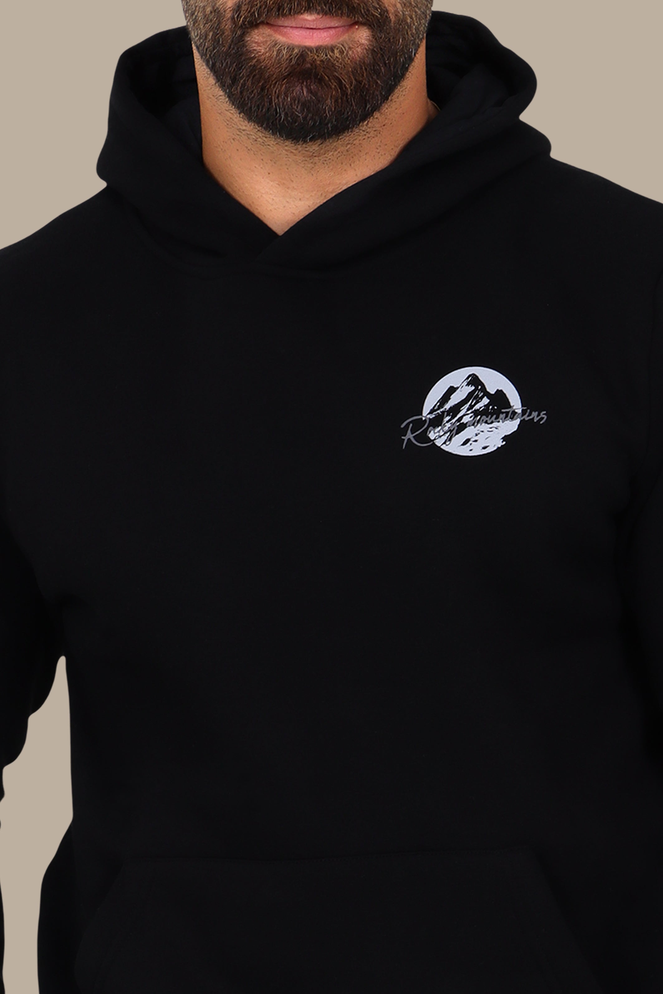 Mountain Vibes: Printed Hoodie Black