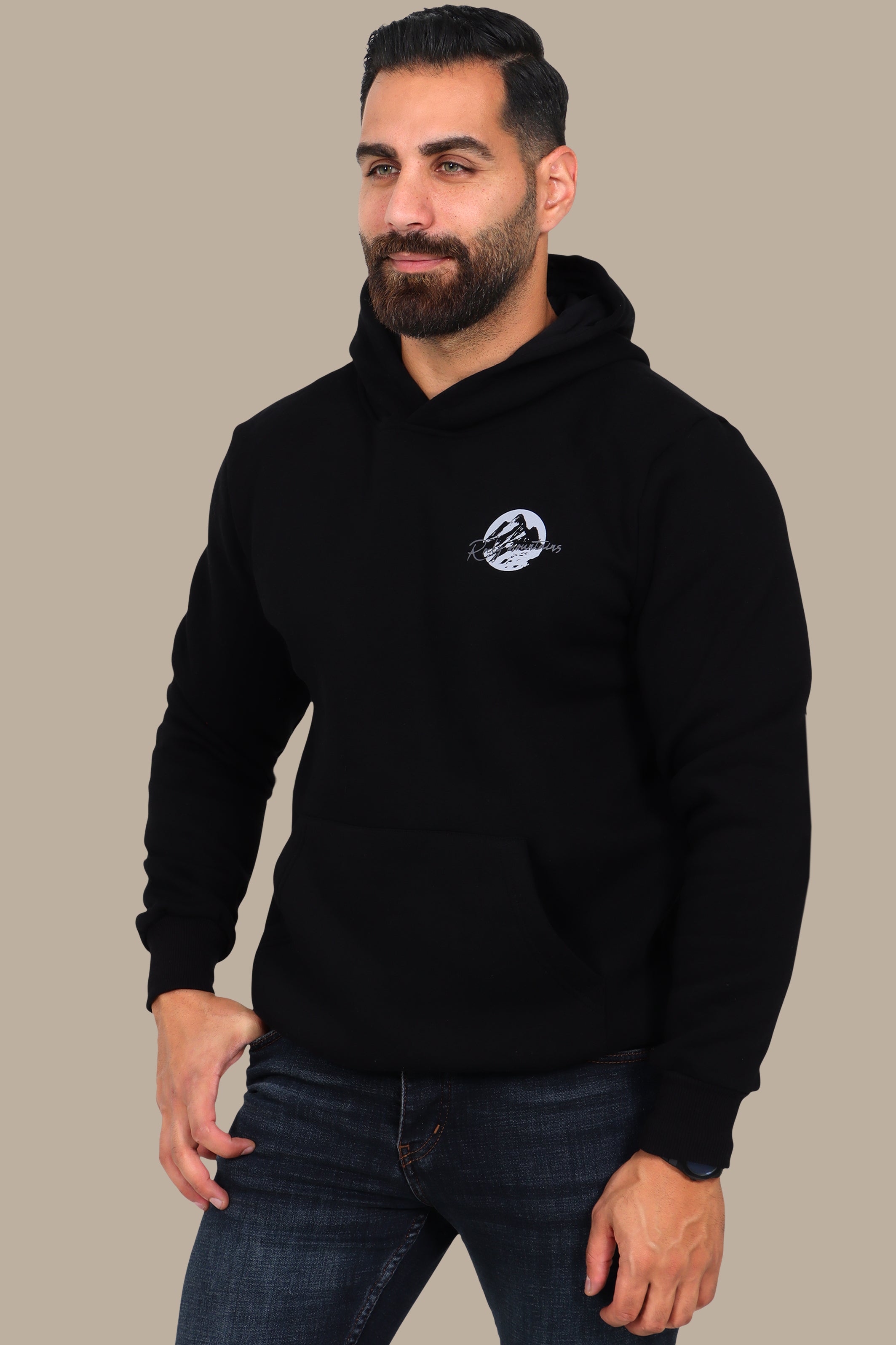 Mountain Vibes: Printed Hoodie Black