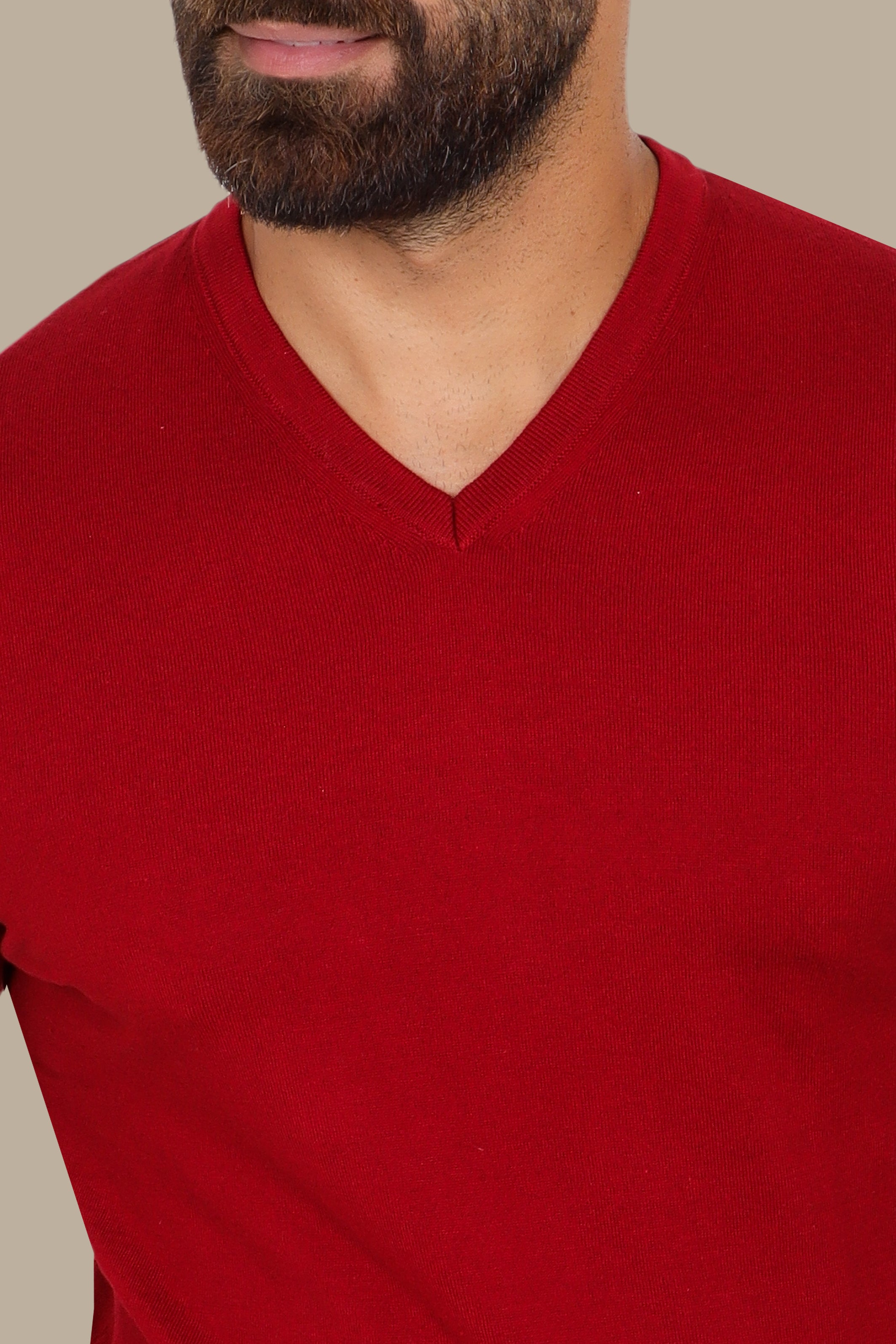 Basic Red V-Neck Sweater