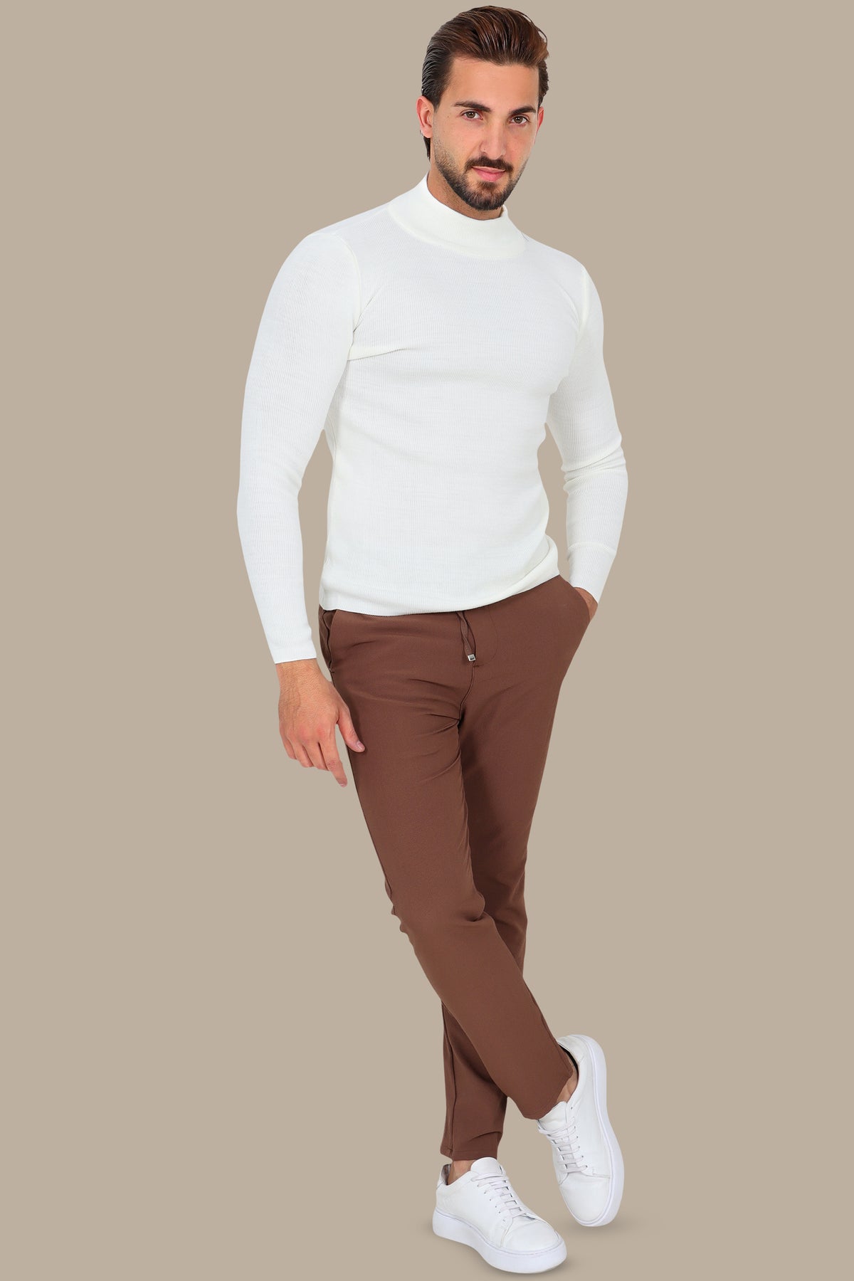 White High Neck Sweater