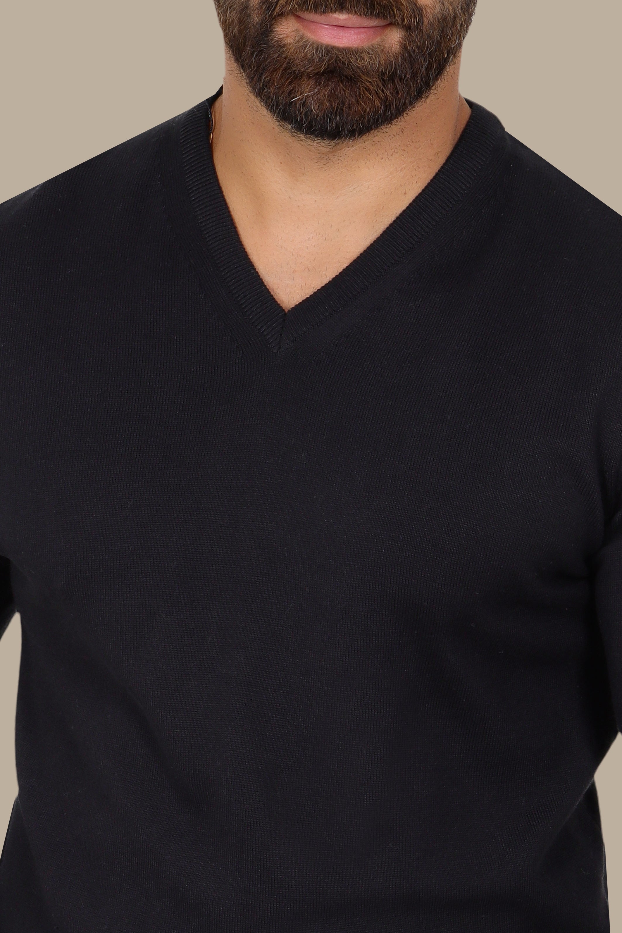 Black V-Neck Basic Sweater