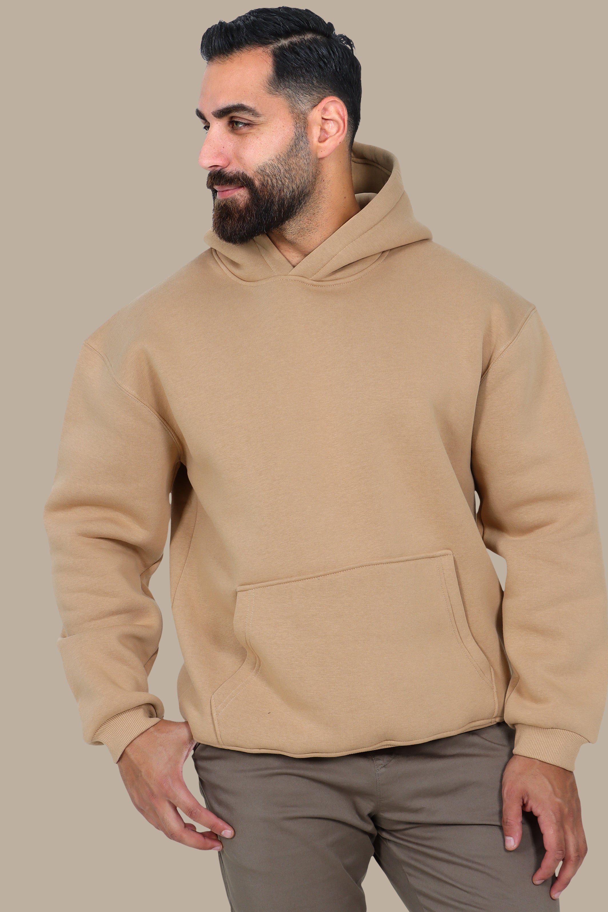 Oversized Basic Hoodie Havane