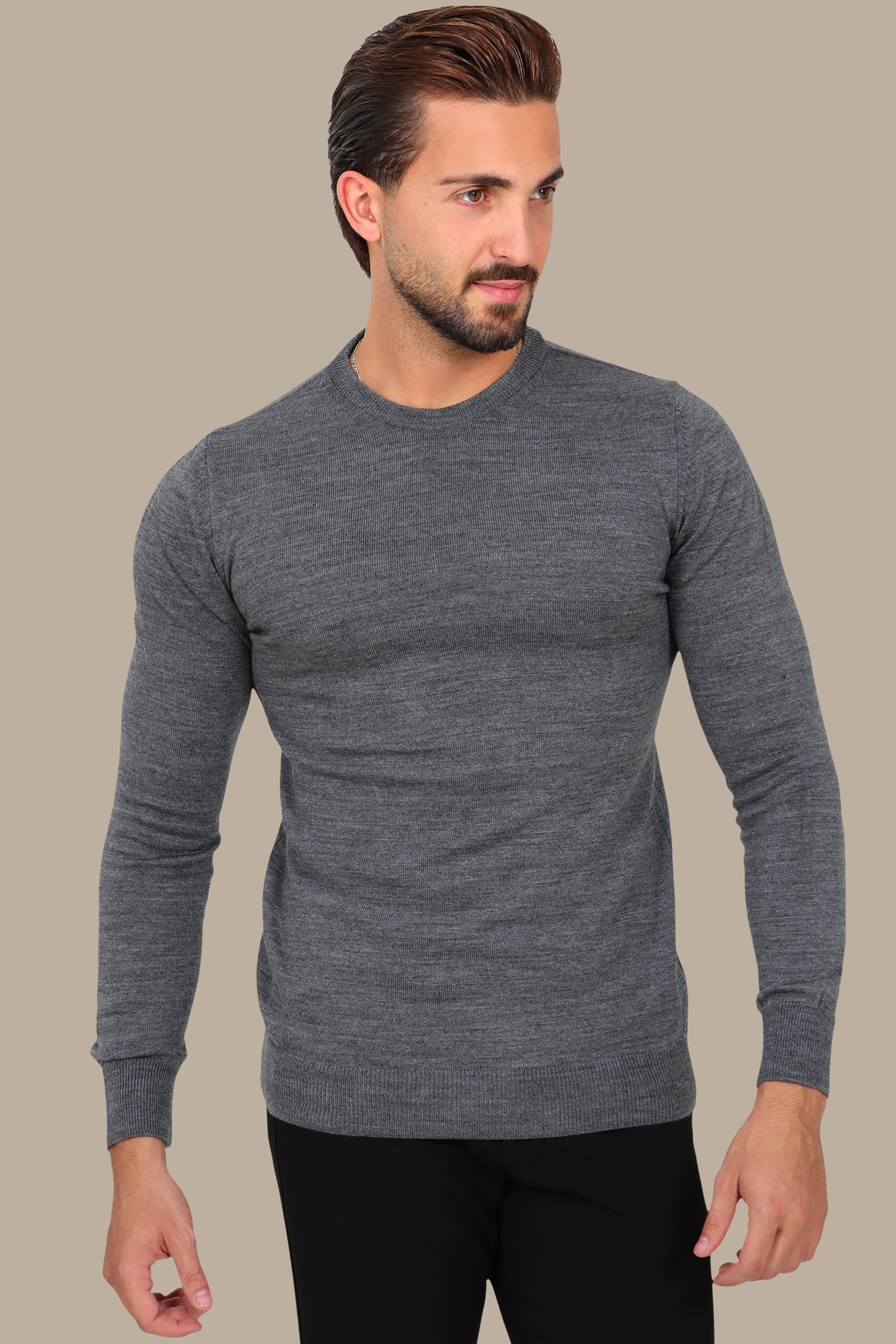 Grey Round Neck Sweater