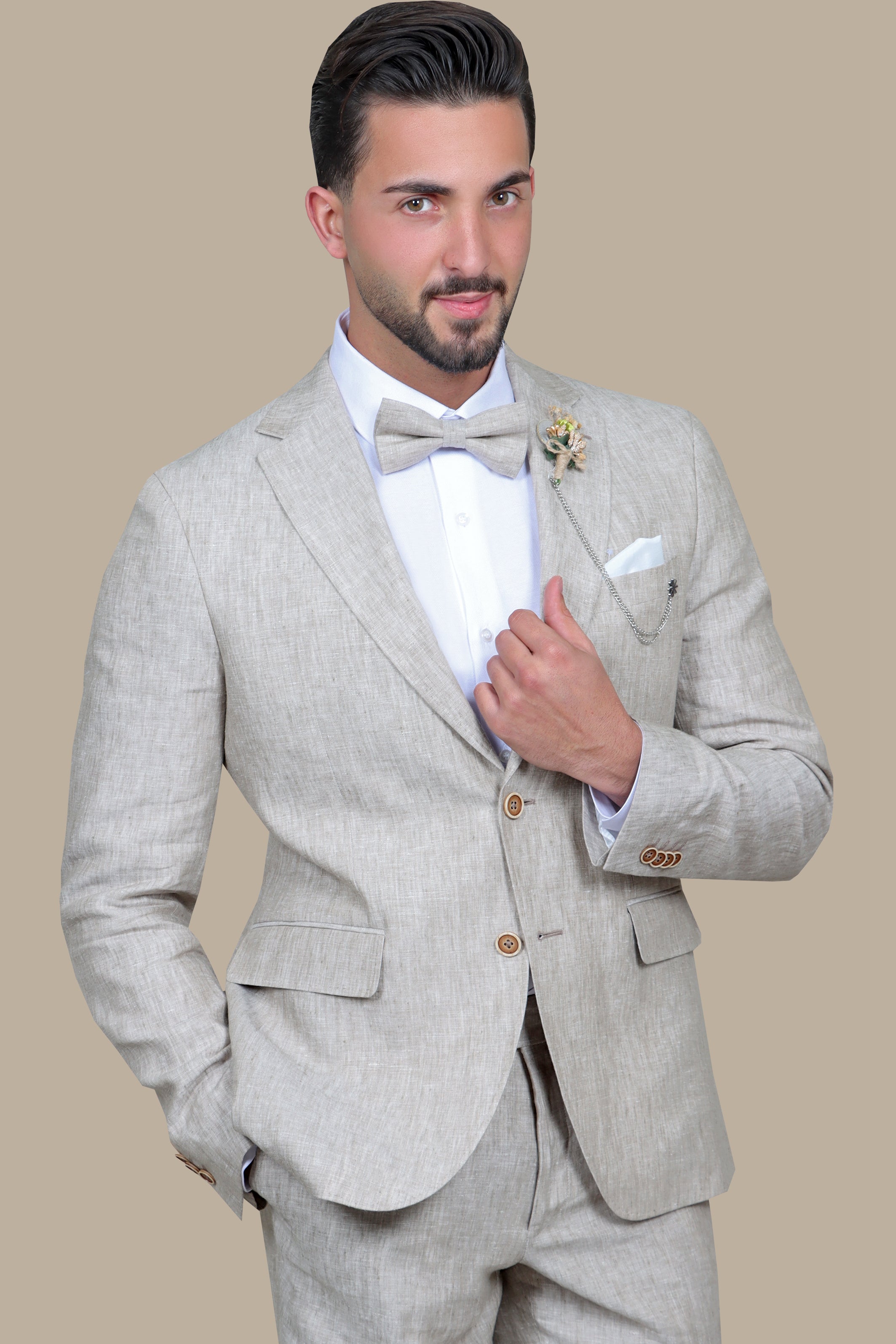 Beige Bliss: Linen Suit Perfection