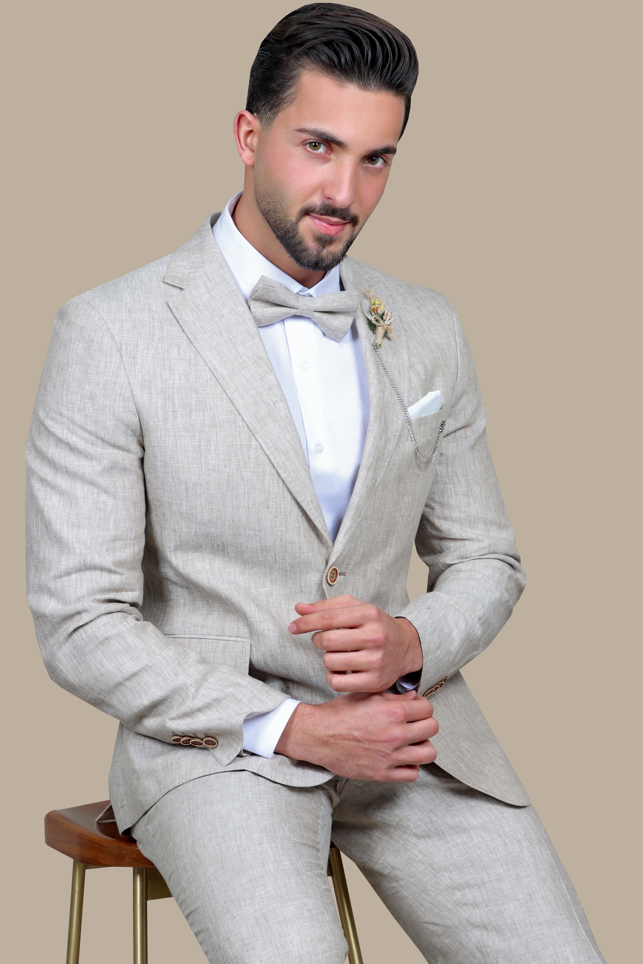 Beige Bliss: Linen Suit Perfection