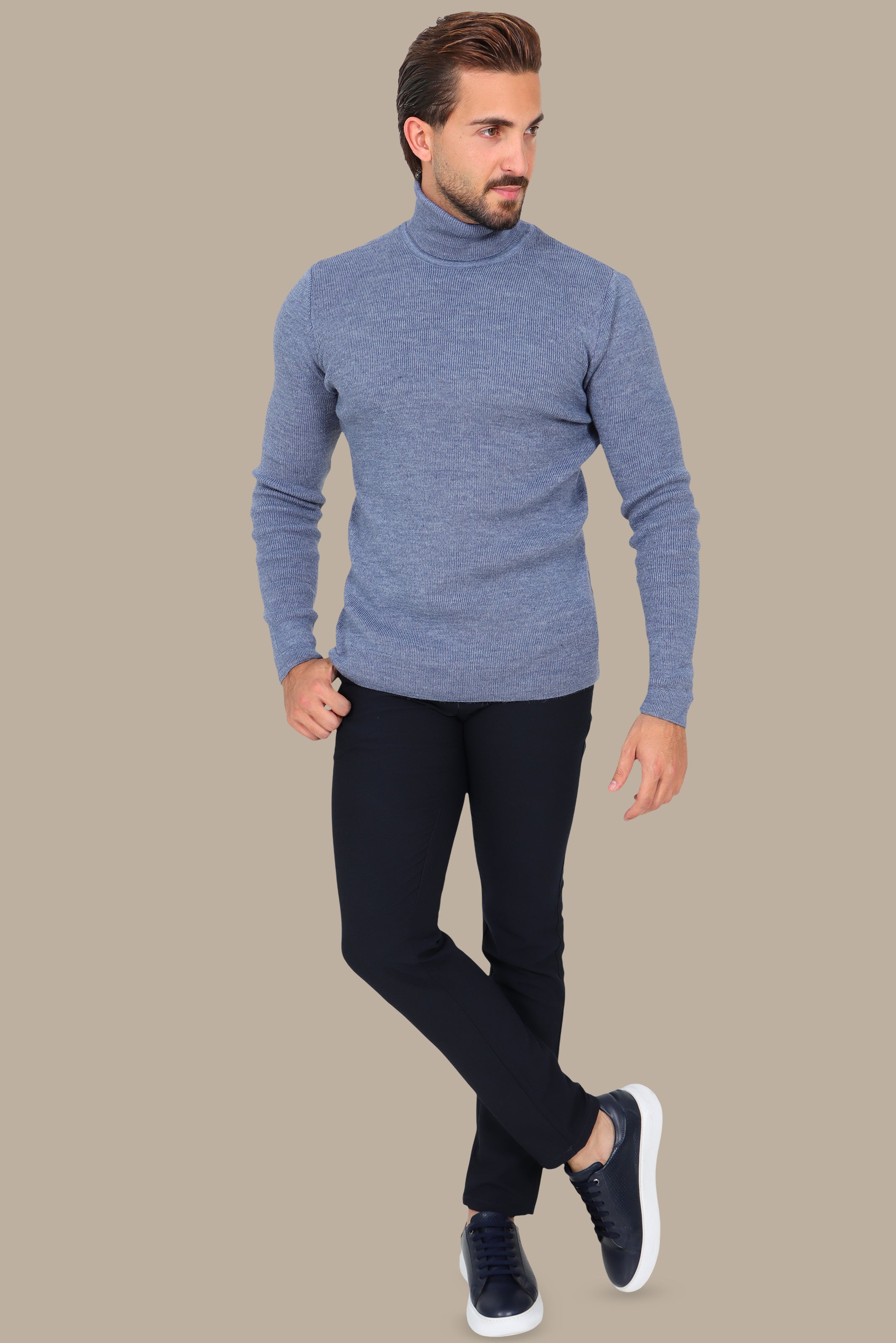 Basic Turtle Neck Sweater Blue