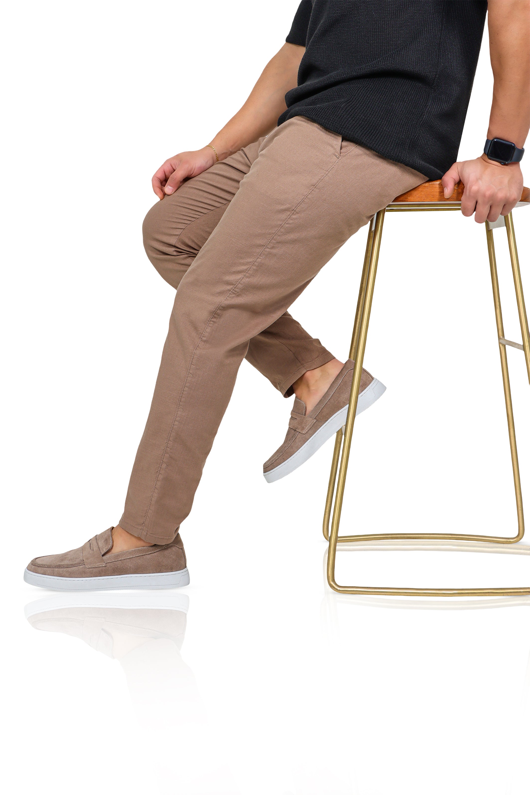Brown Linen Basic Pants