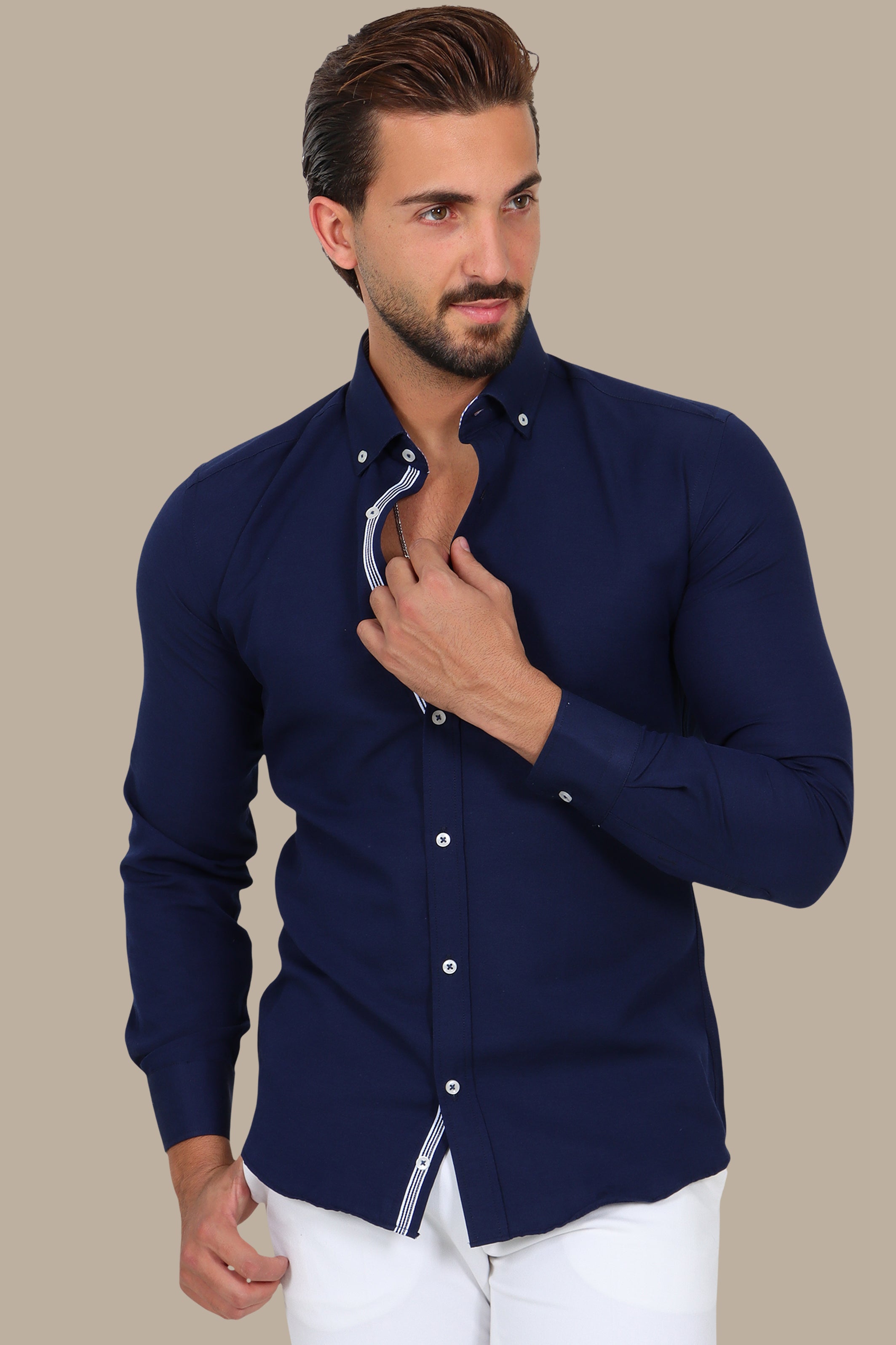 Casual Oxford Button-Down Shirt Navy