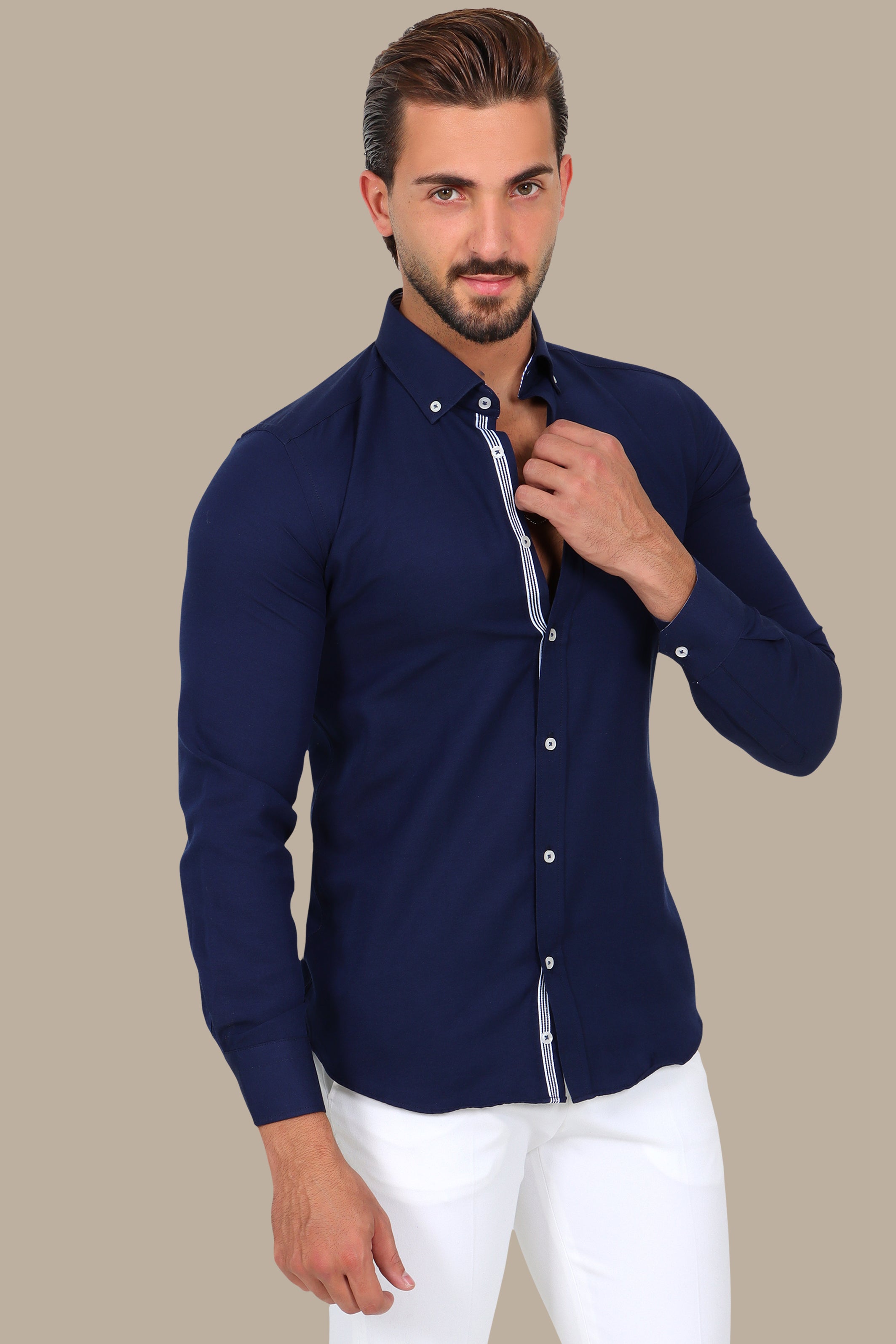 Casual Oxford Button-Down Shirt Navy