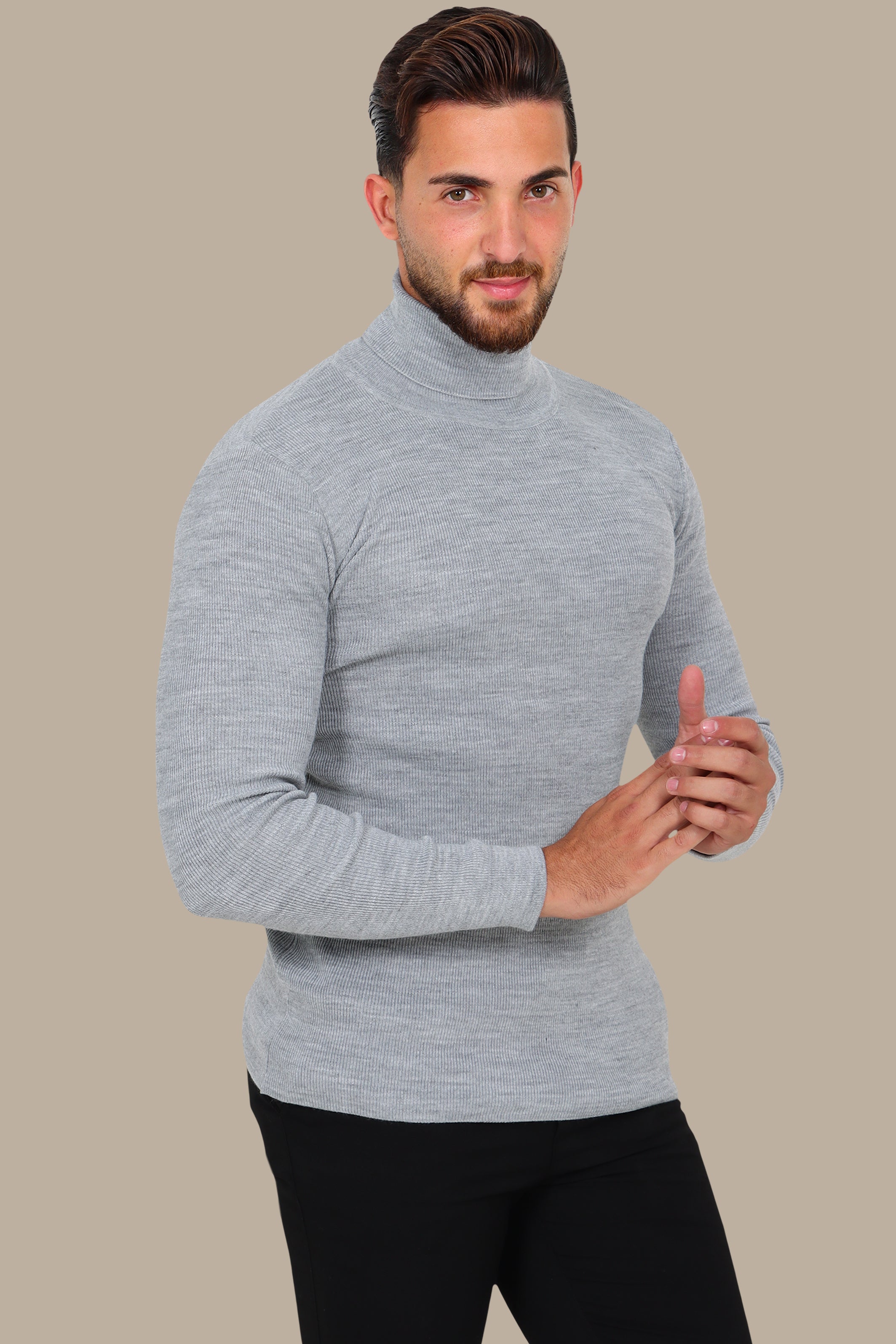 Grey Turtleneck Sweater